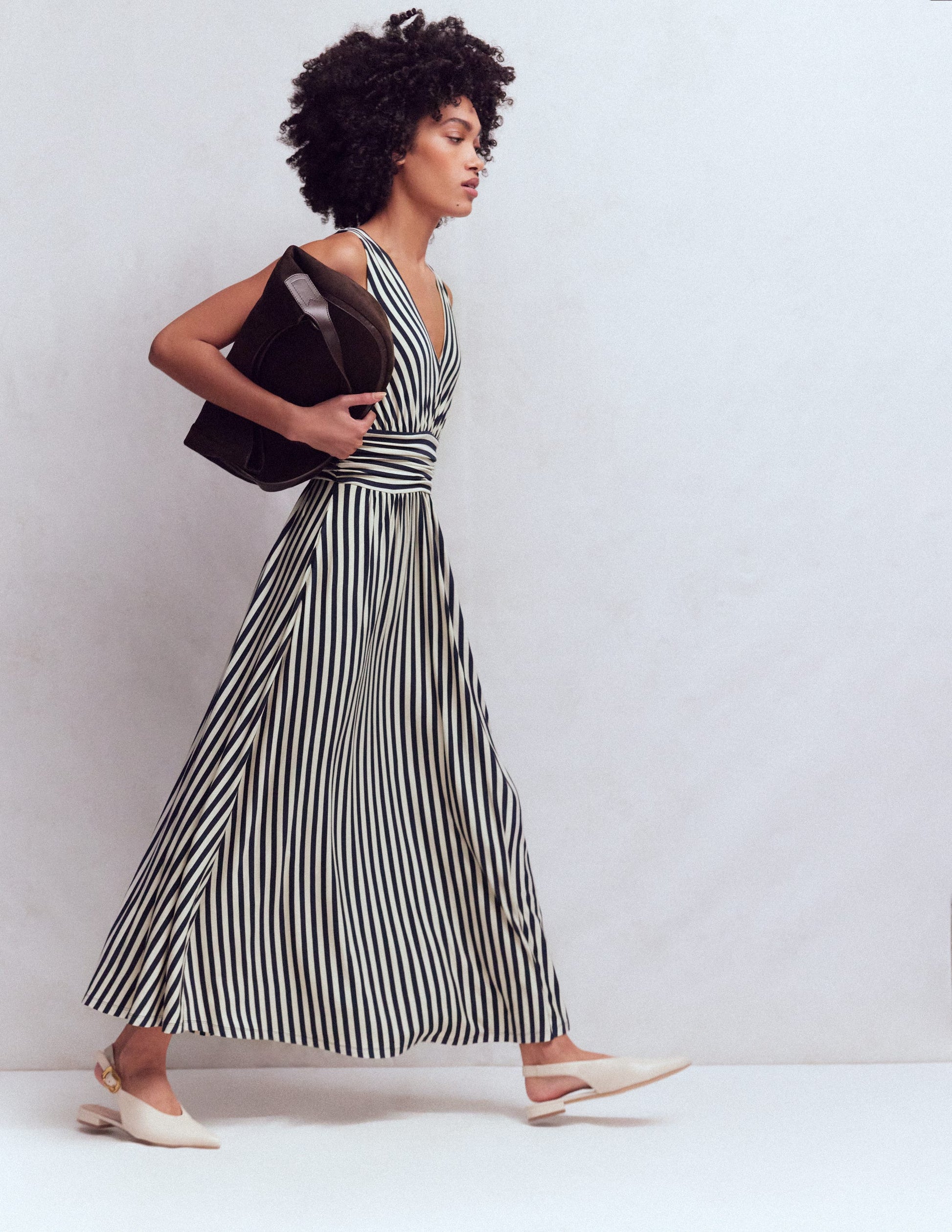 Elodie Jersey Maxi Dress-Navy and Ivory Stripe | Boden USA Elodie Jersey Maxi Dress-Navy and Ivory Stripe | Boden USA