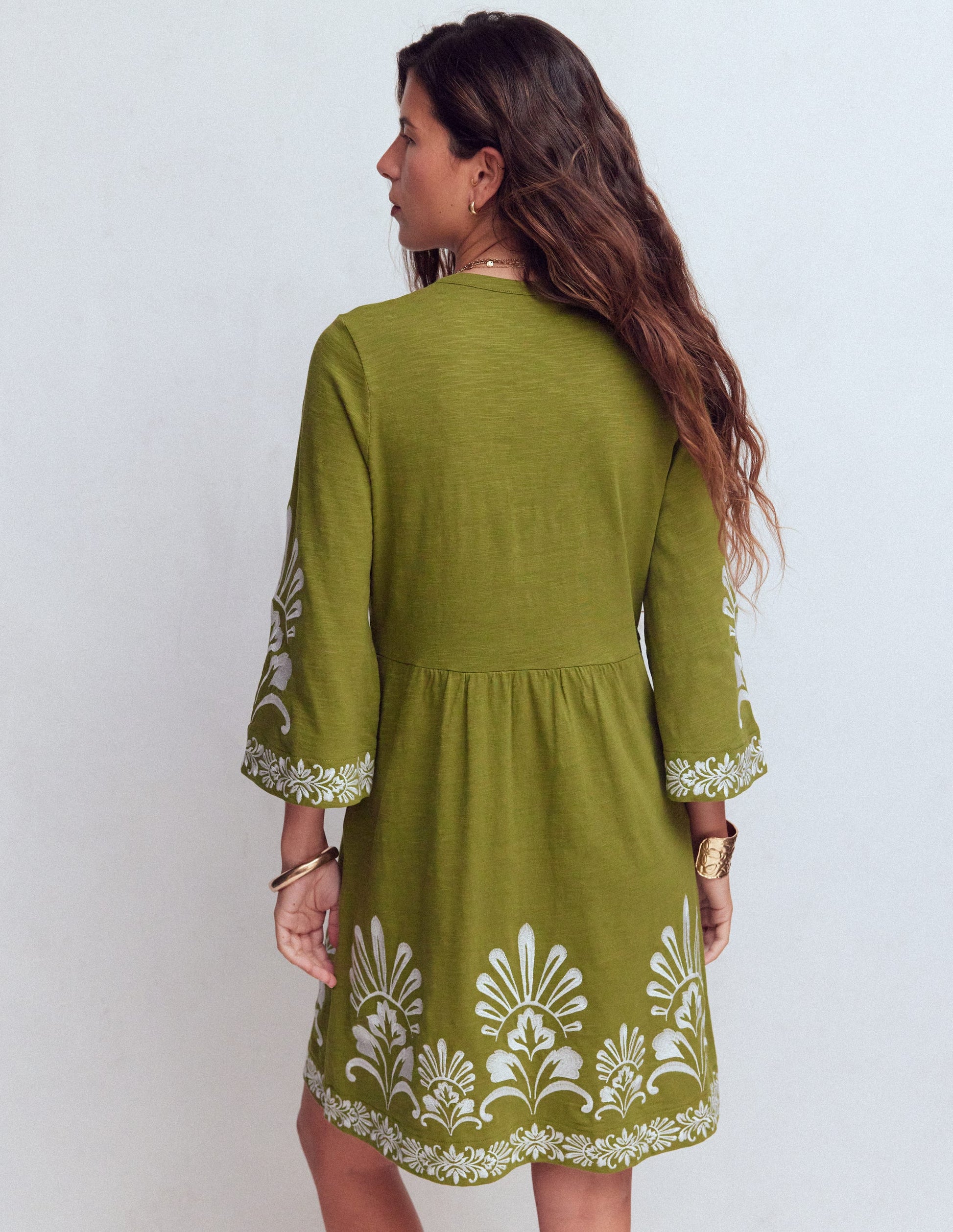 Boden Women's Short Kaftan Jersey Dress in Green | Size 0 Boden Women's Short Kaftan Jersey Dress in Green | Size 0