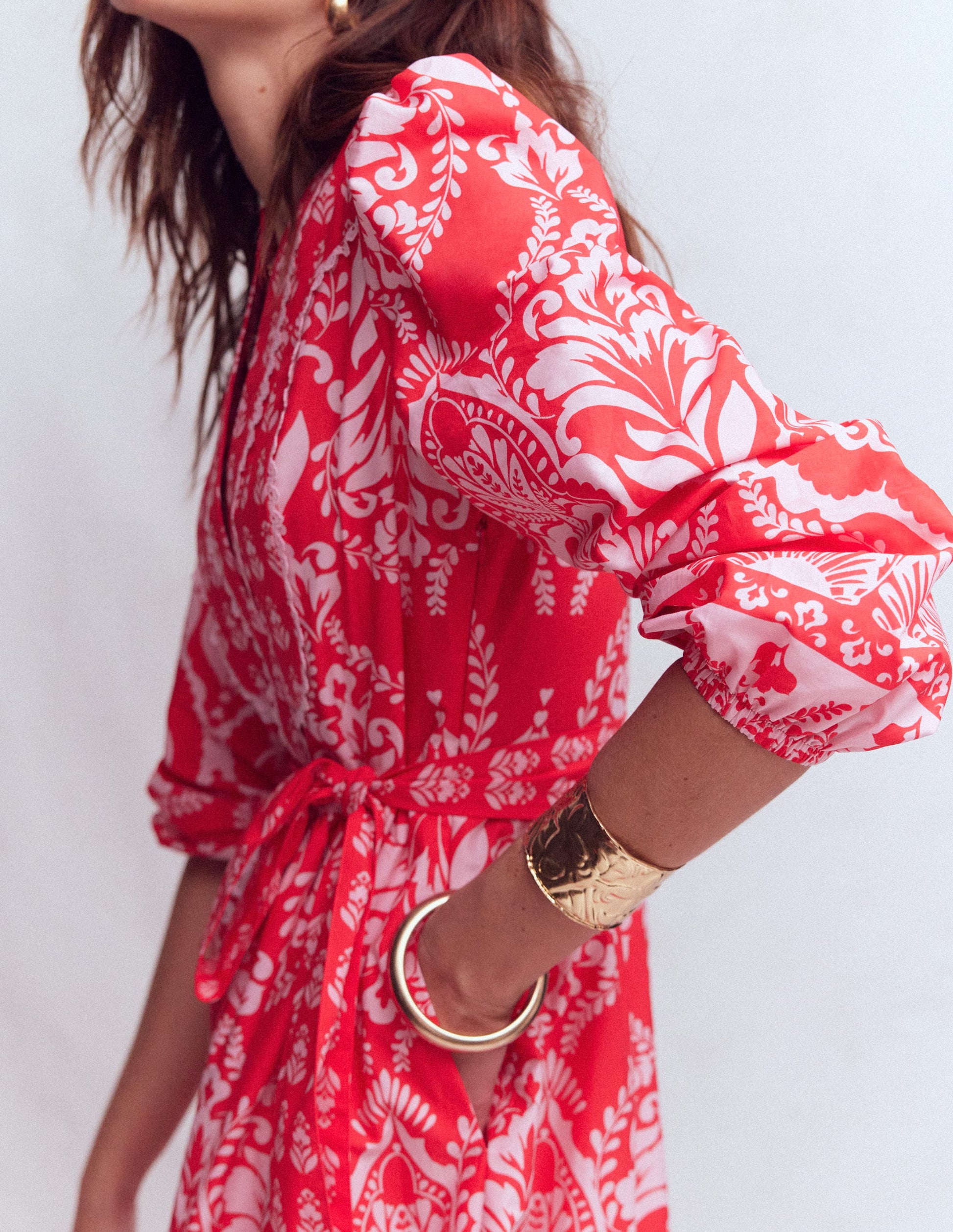 Cary Cotton Midi Dress-Red Ornamental Garden Mono | Boden USA Cary Cotton Midi Dress-Red Ornamental Garden Mono | Boden USA