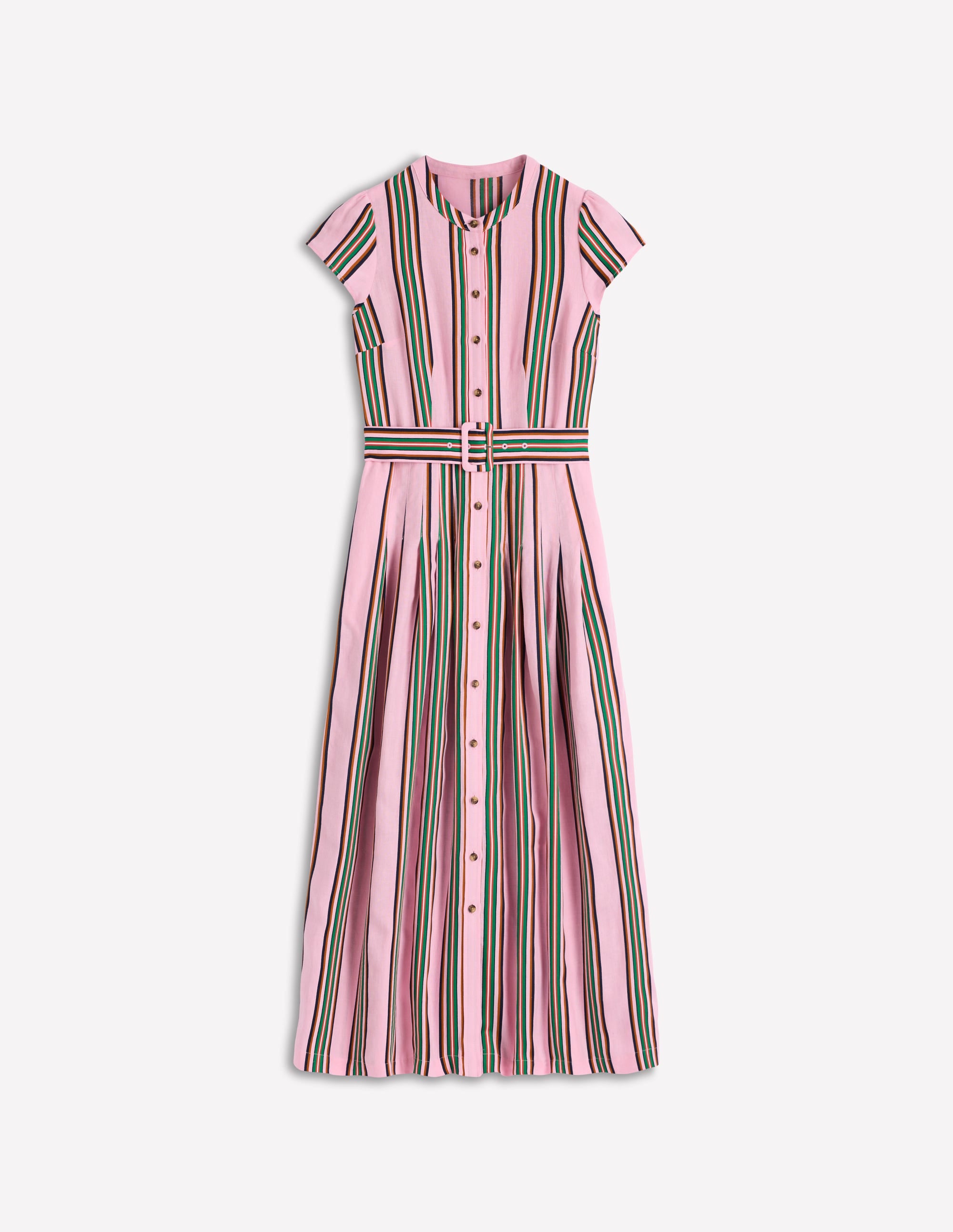 pink green stripe linen dress Linen Blend Green Stripe Printed Shift Mini Dress