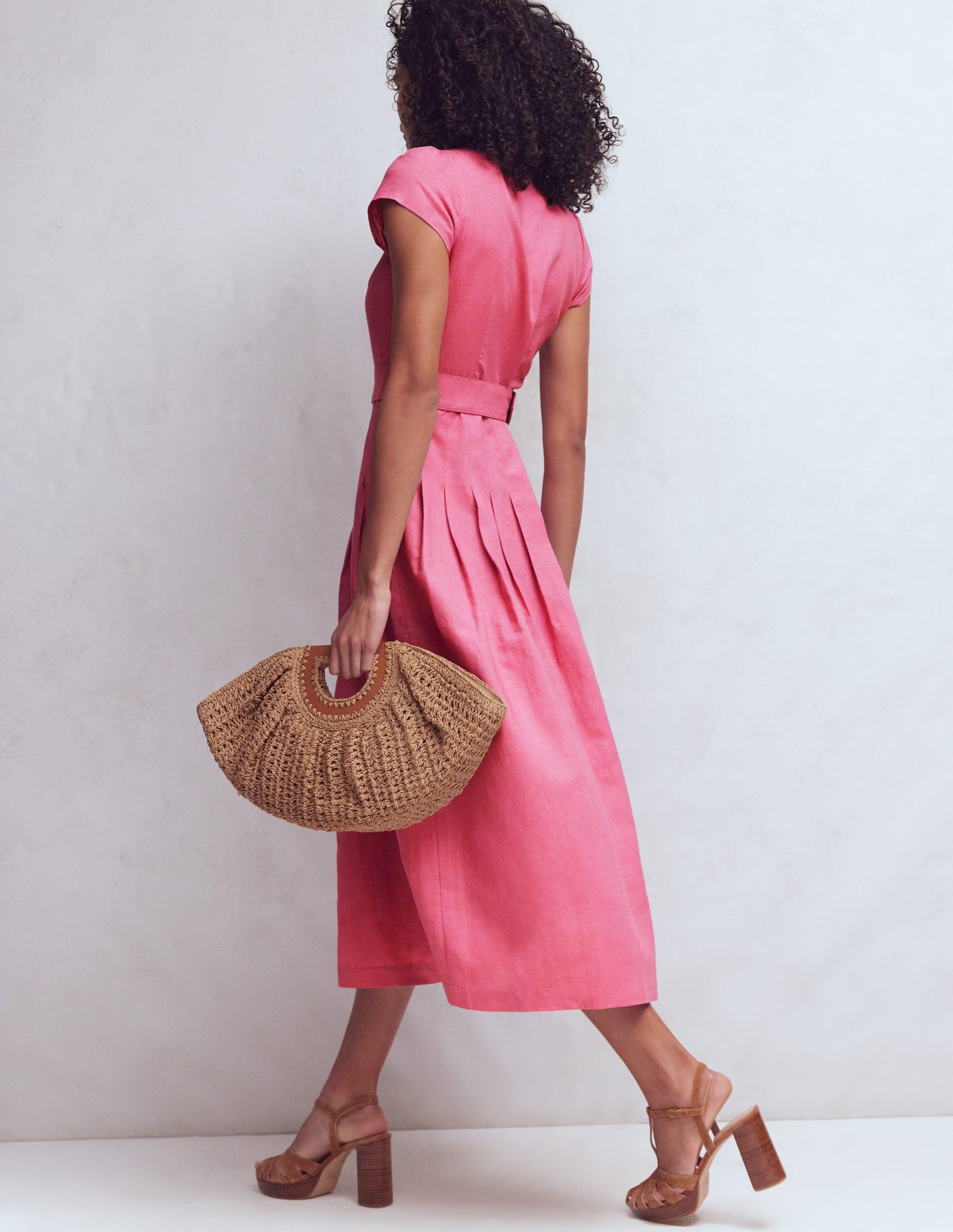 Arabella Linen Blend Dress-Pink Heather
