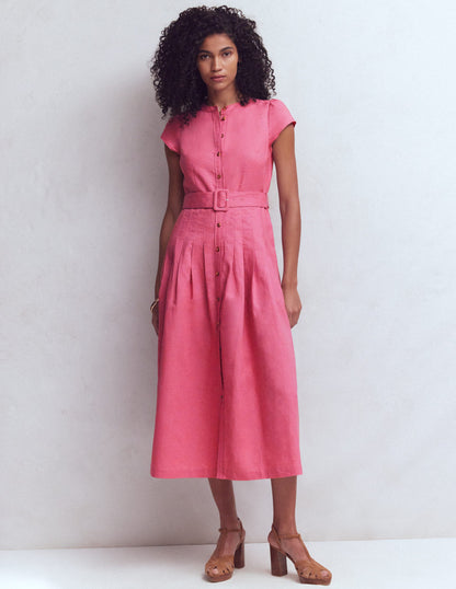 Arabella Linen Blend Dress-Pink Heather-2