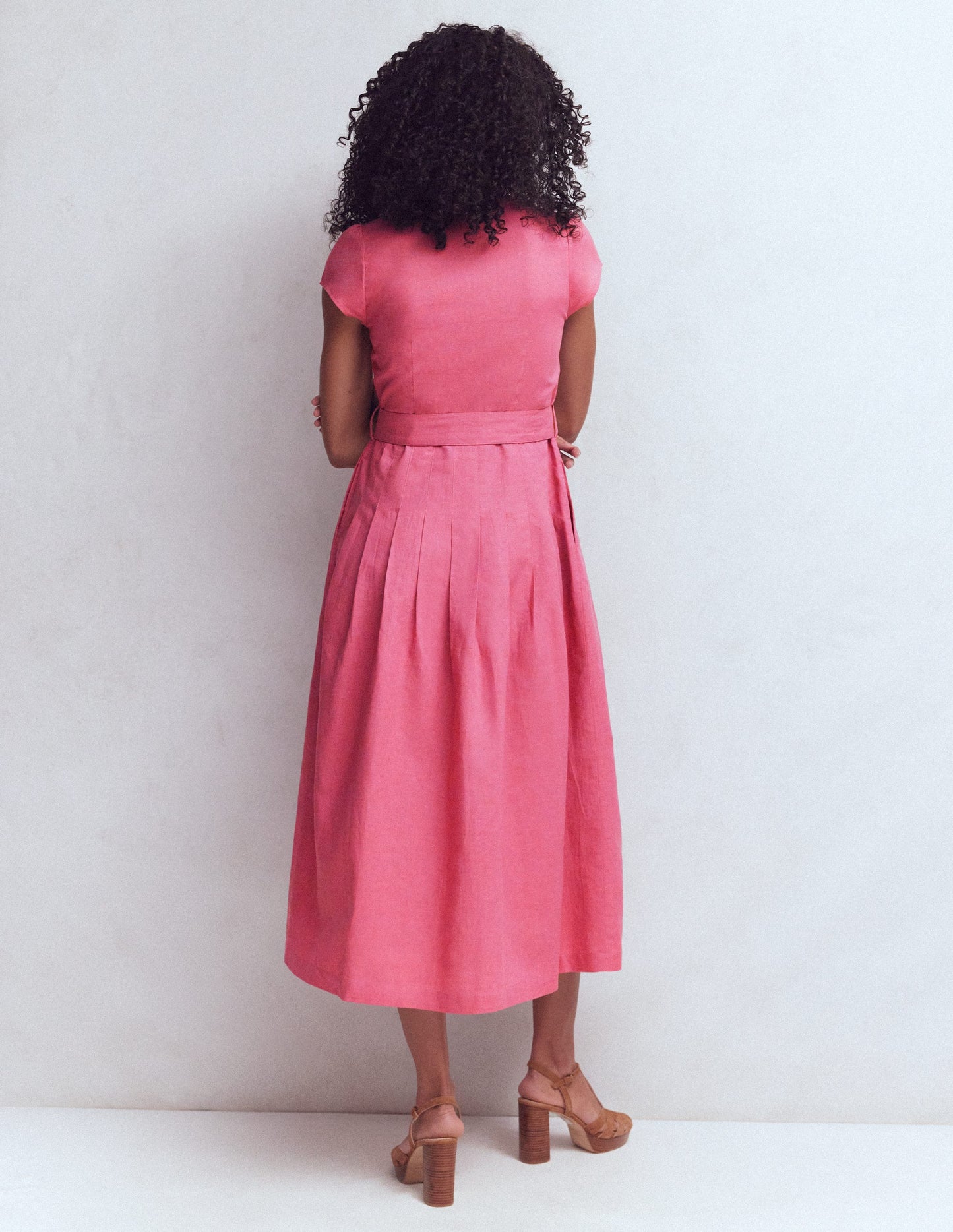 Arabella Linen Blend Dress-Pink Heather