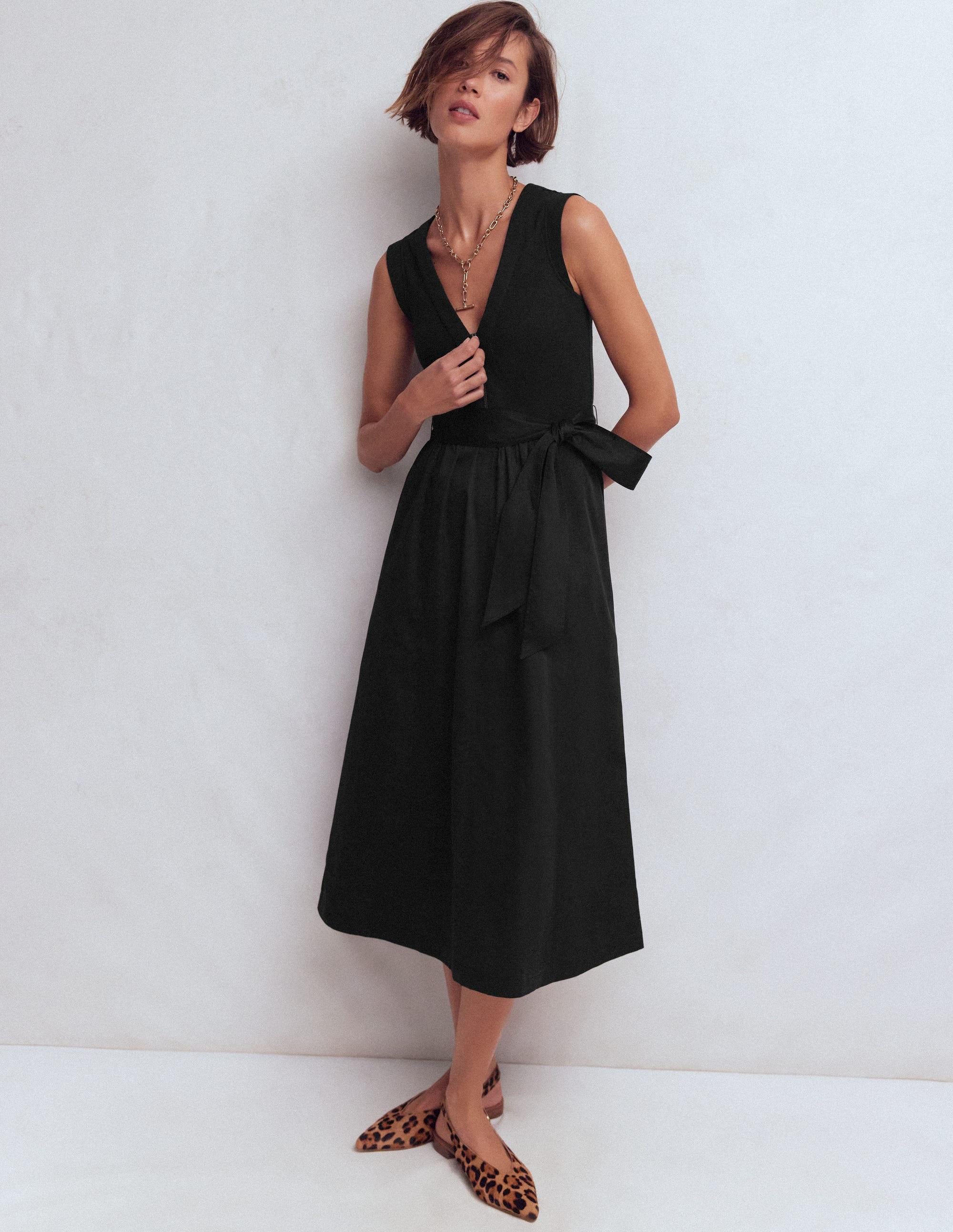 Boden Women's Zip-front Mix Media Dress in Black