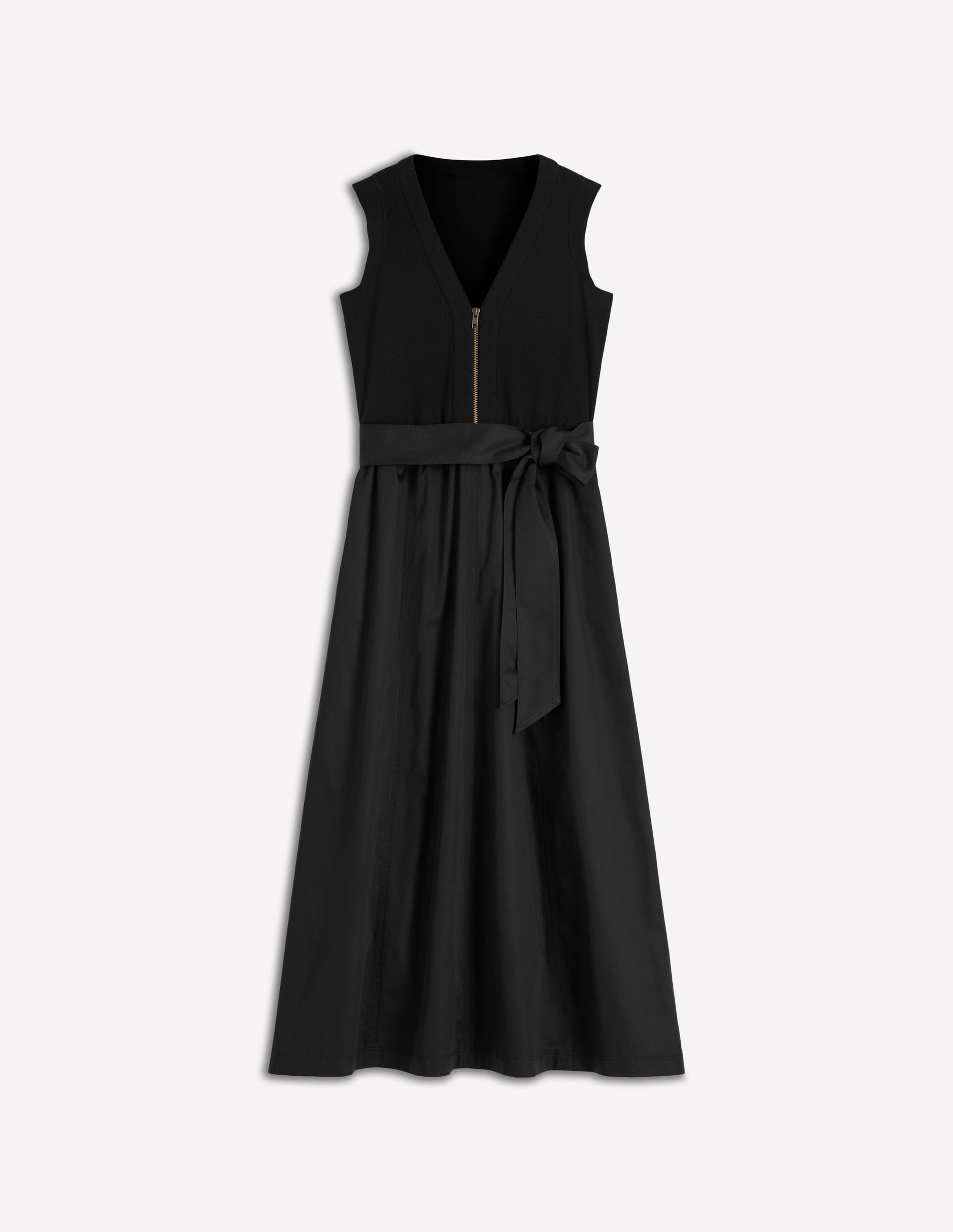 Zip-front Mix Media Dress-Black-6