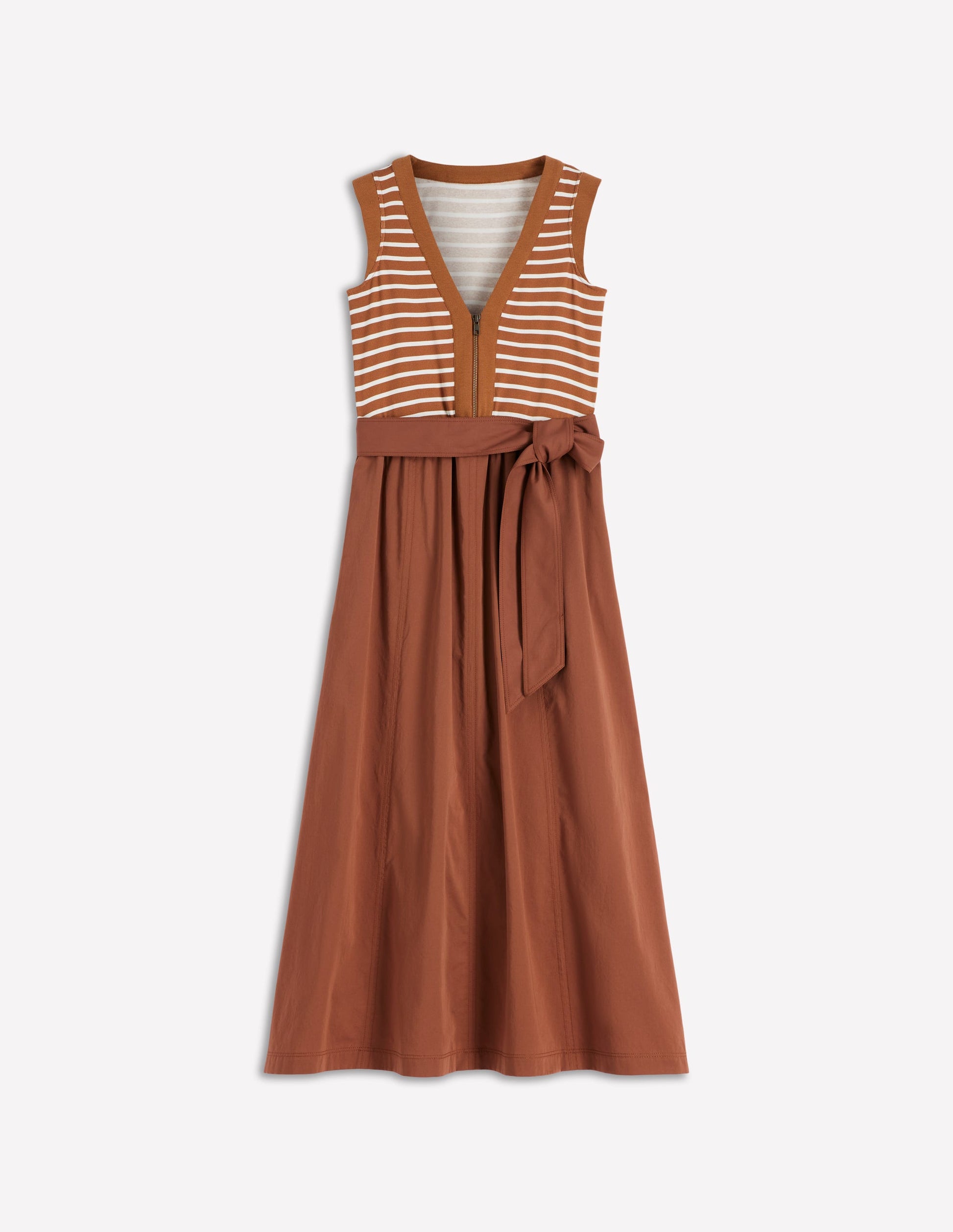 Zip-front Mix Media Dress-Ginger and Ivory Stripe-8
