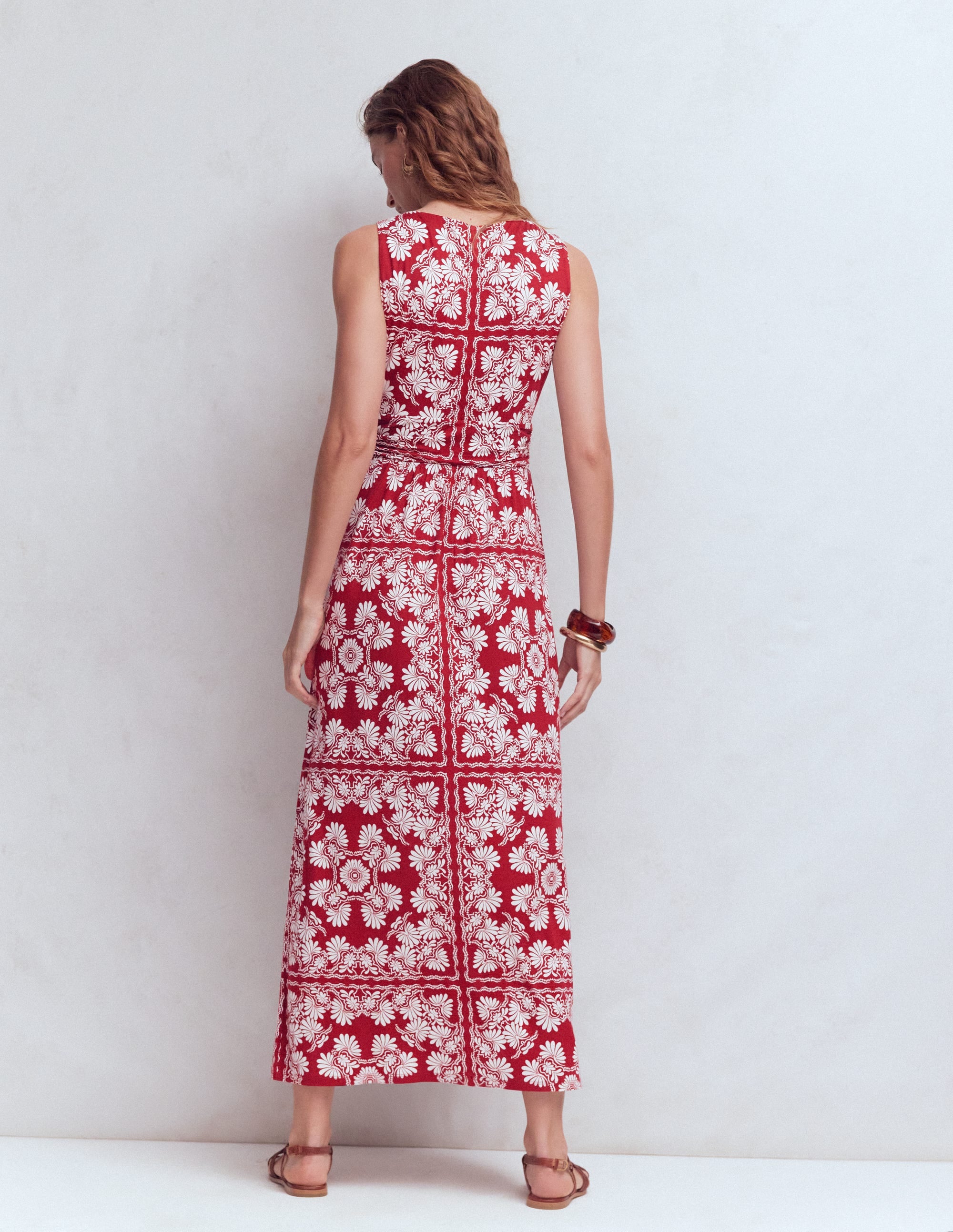 Antonia Jersey Maxi Dress-Rich Chestnut, Botanical Charm - Image 4