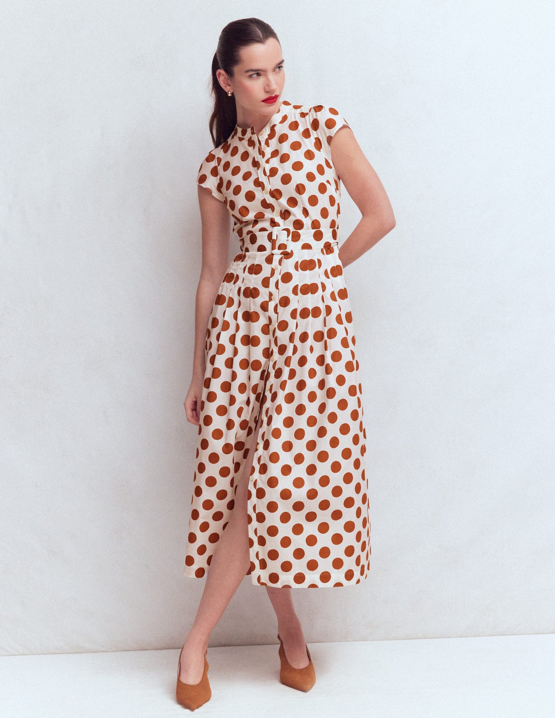 Arabella Cotton Maxi Dress-Argan Oil, Painted Dot-2
