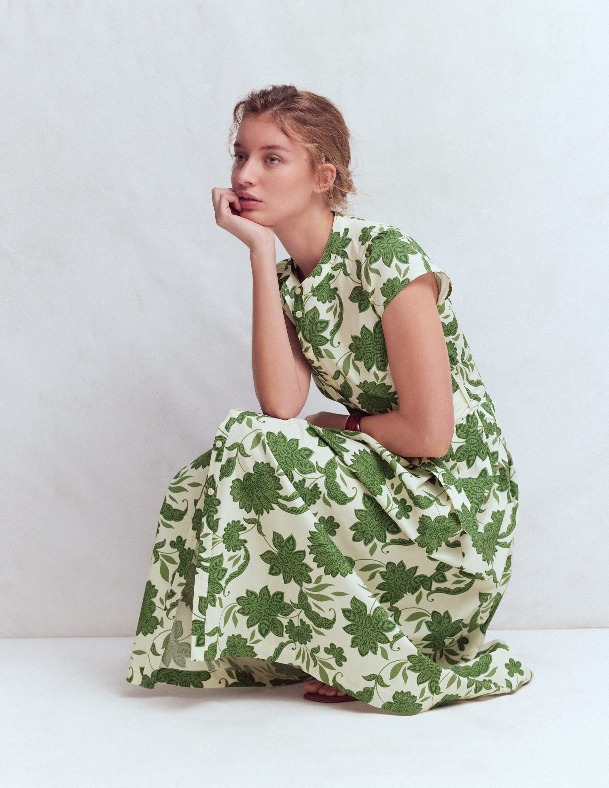 Arabella Cotton Maxi Dress-Green Elegant Blossom Arabella Cotton Maxi Dress-Green Elegant Blossom