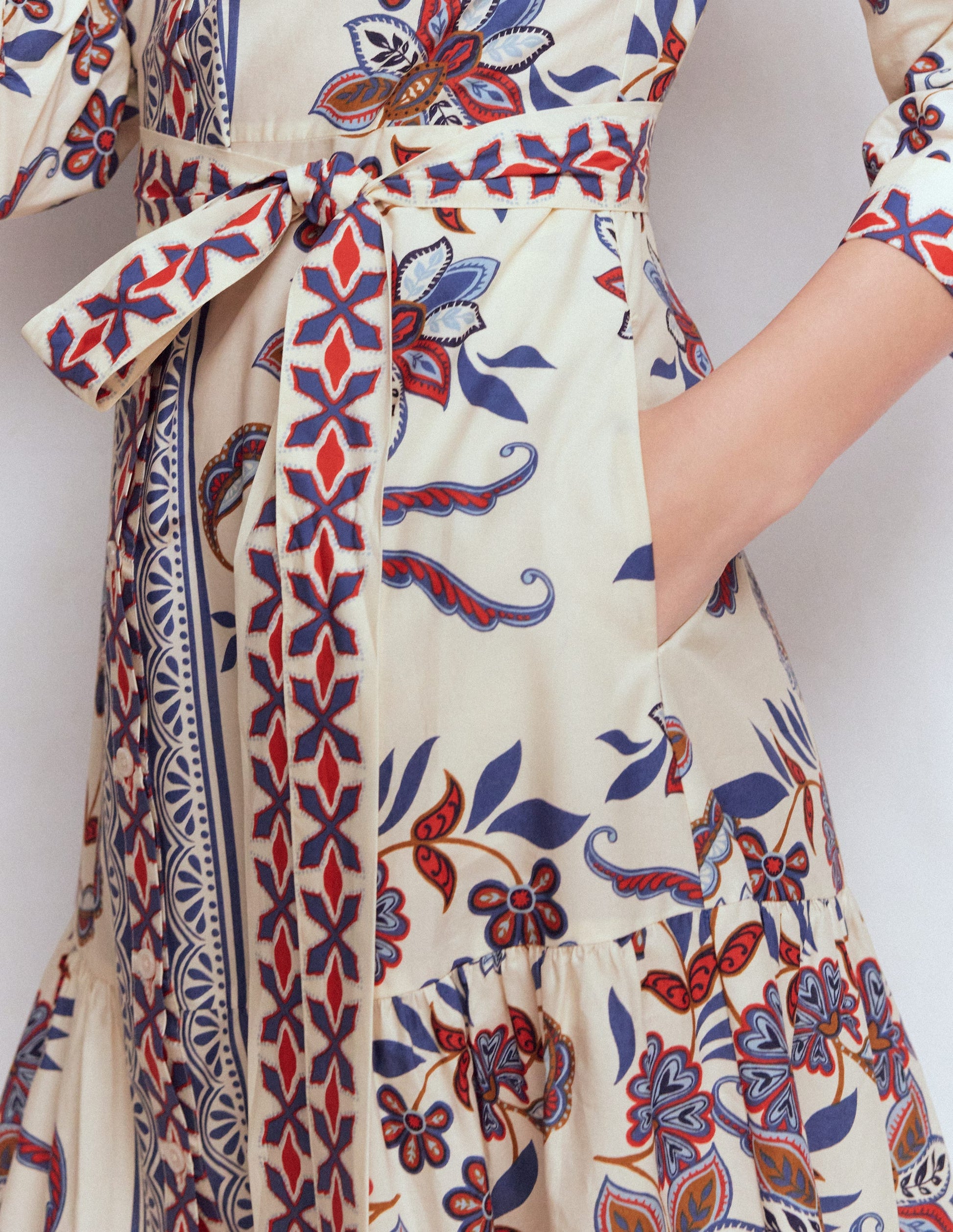 Ellie Cotton Maxi Shirt Dress-Elegant Blossom Placement-3