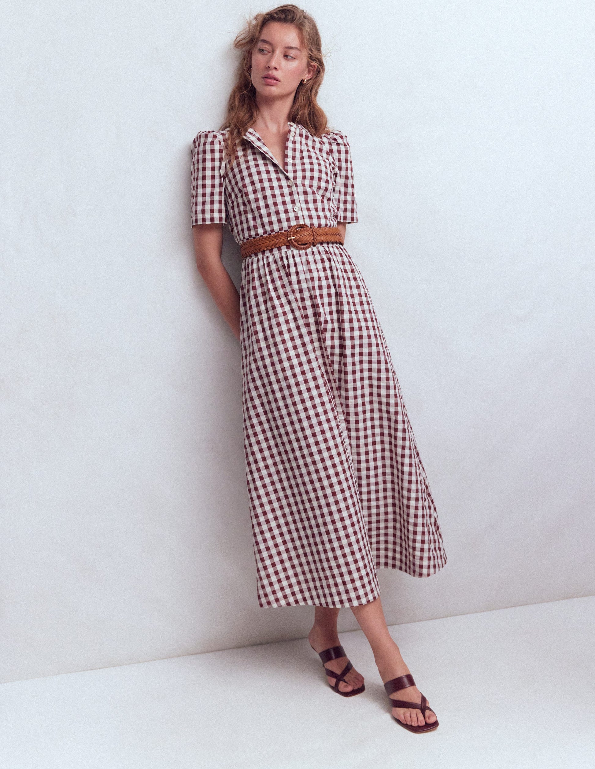 Ivy Cotton Midi Dress-Gingham-5