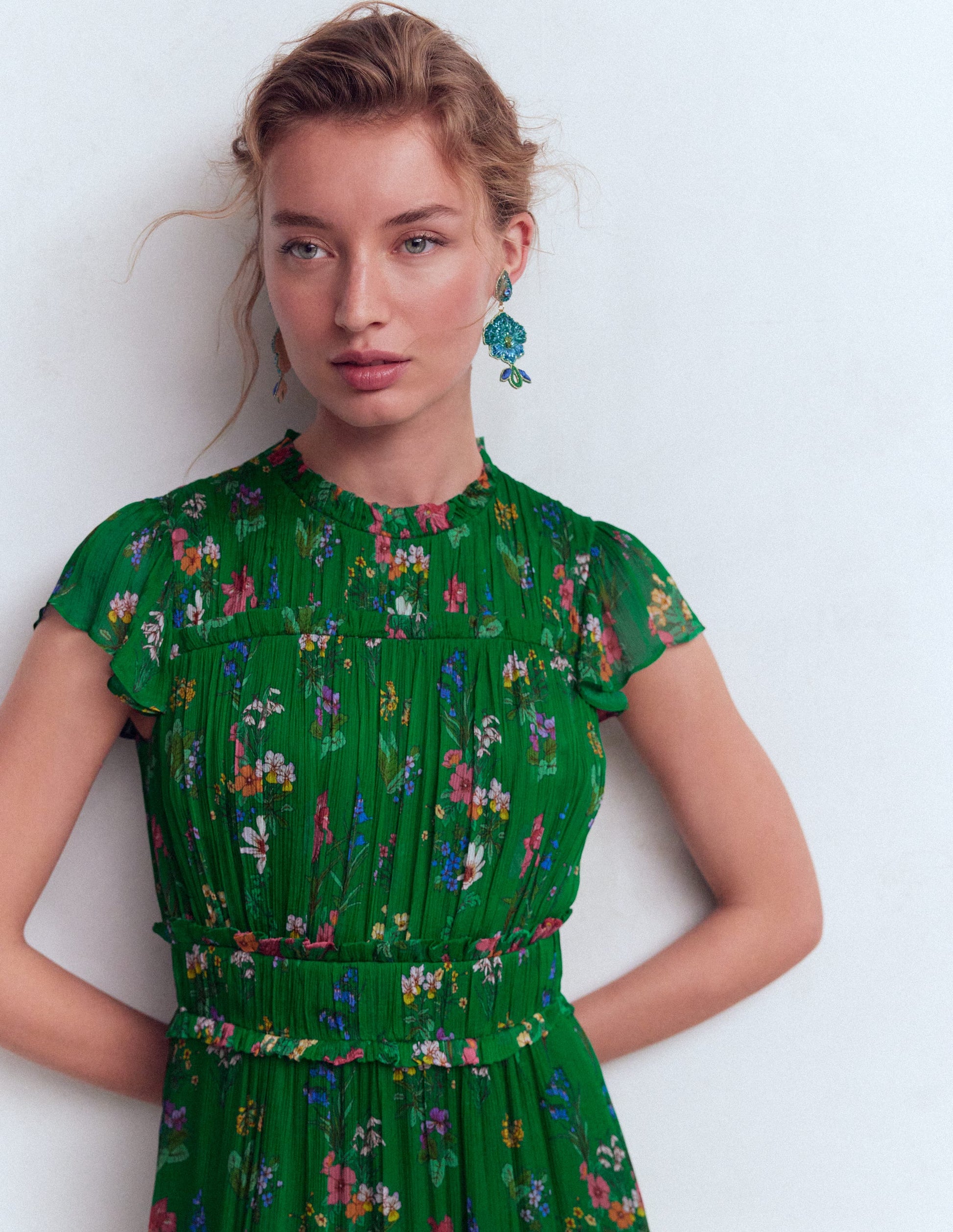 Sleeveless Ruffle Dress-Bear Grass, Delicate Blossom | Boden USA Sleeveless Ruffle Dress-Bear Grass, Delicate Blossom | Boden USA