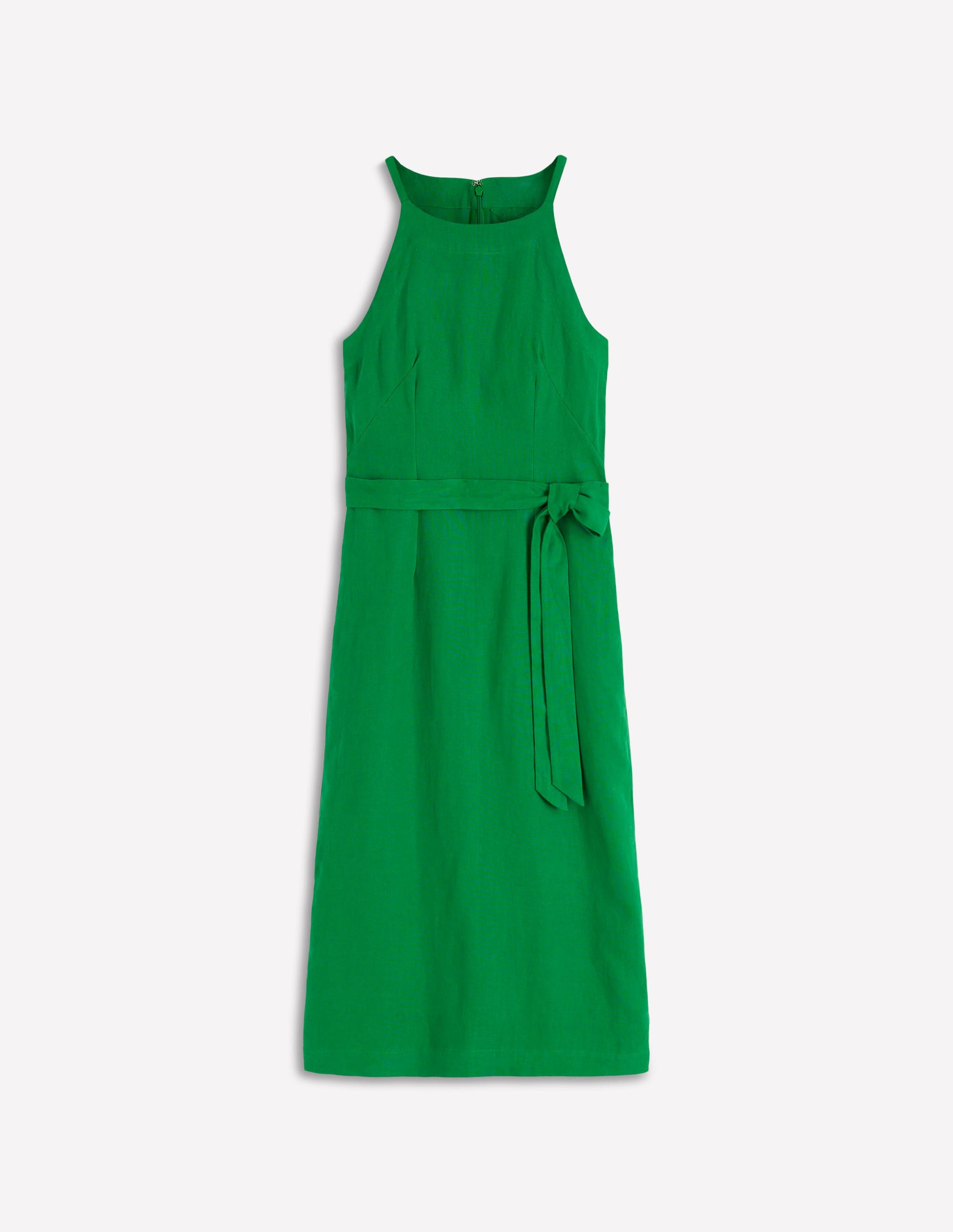 Rosa Halter Linen Midi Dress-Amazon Green