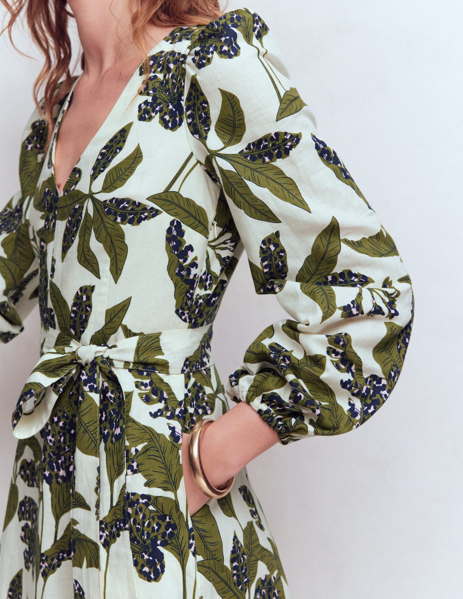 Boden Women's Florence Linen Blend Dress in Green | Size 6 Boden Women's Florence Linen Blend Dress in Green | Size 6