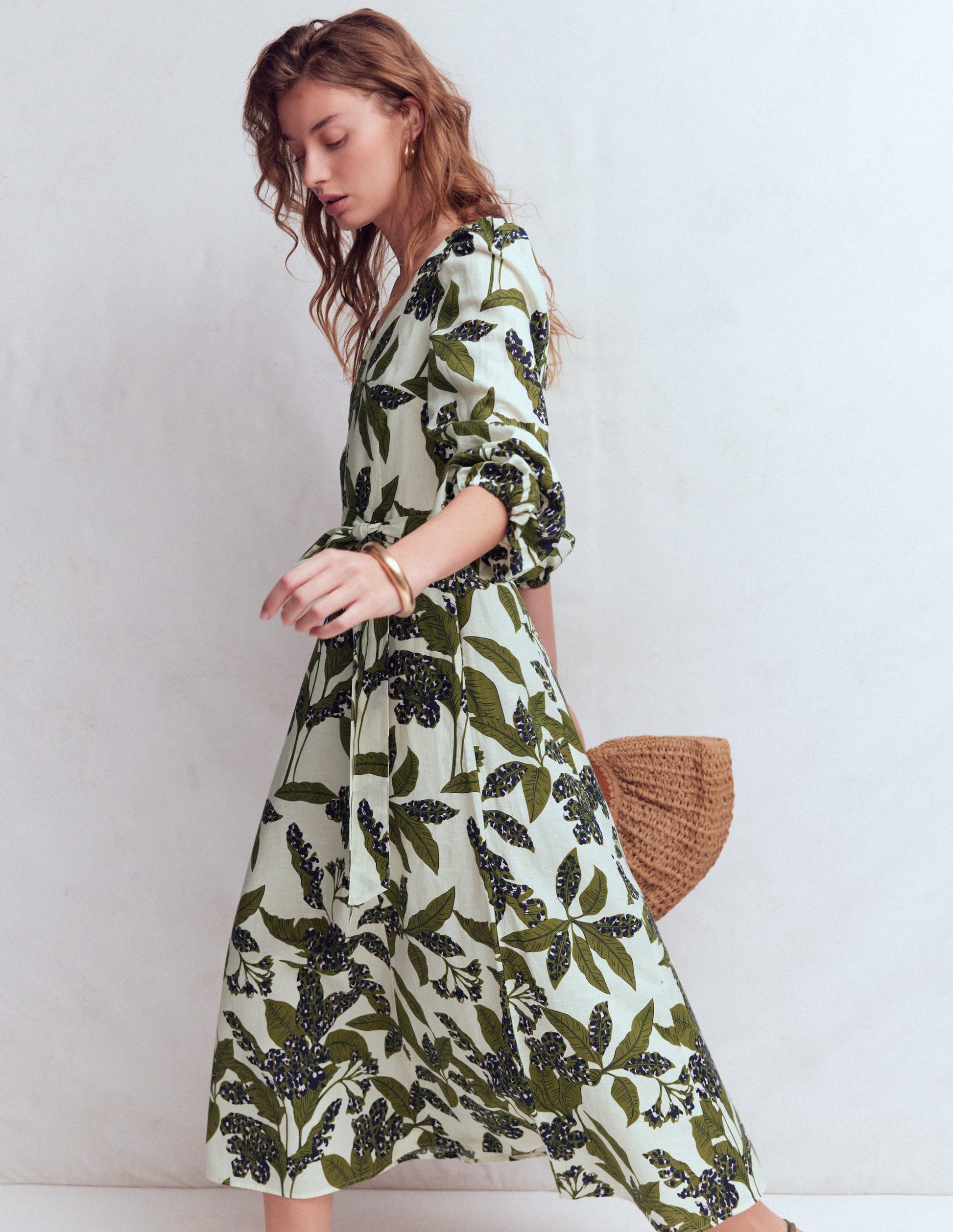 linen flora dress Cara Cara Gimlet Flora Trail Linen Midi Dress