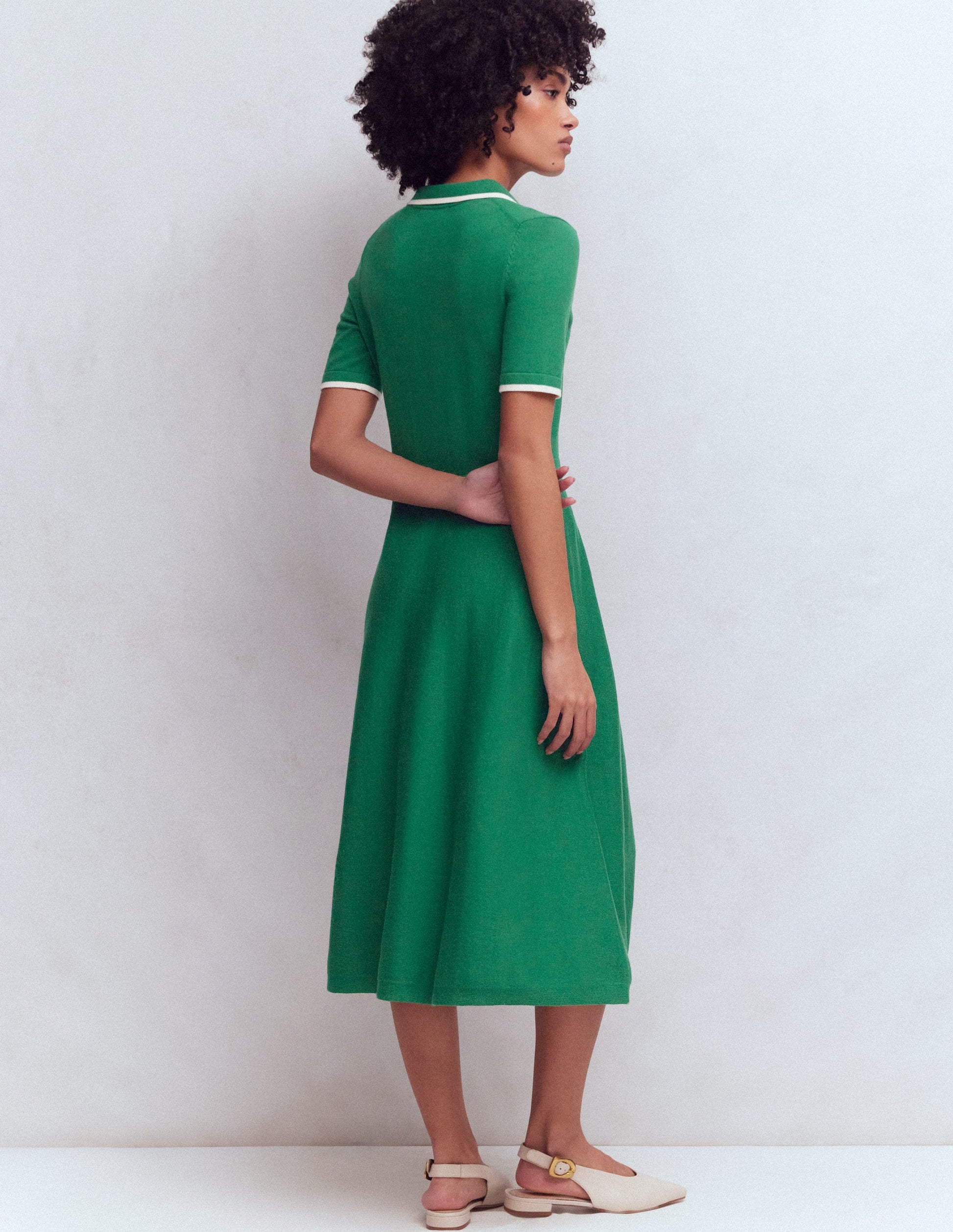 Boden Women's Collared Knitted Midi Dress in Green | Size 6 Boden Women's Collared Knitted Midi Dress in Green | Size 6
