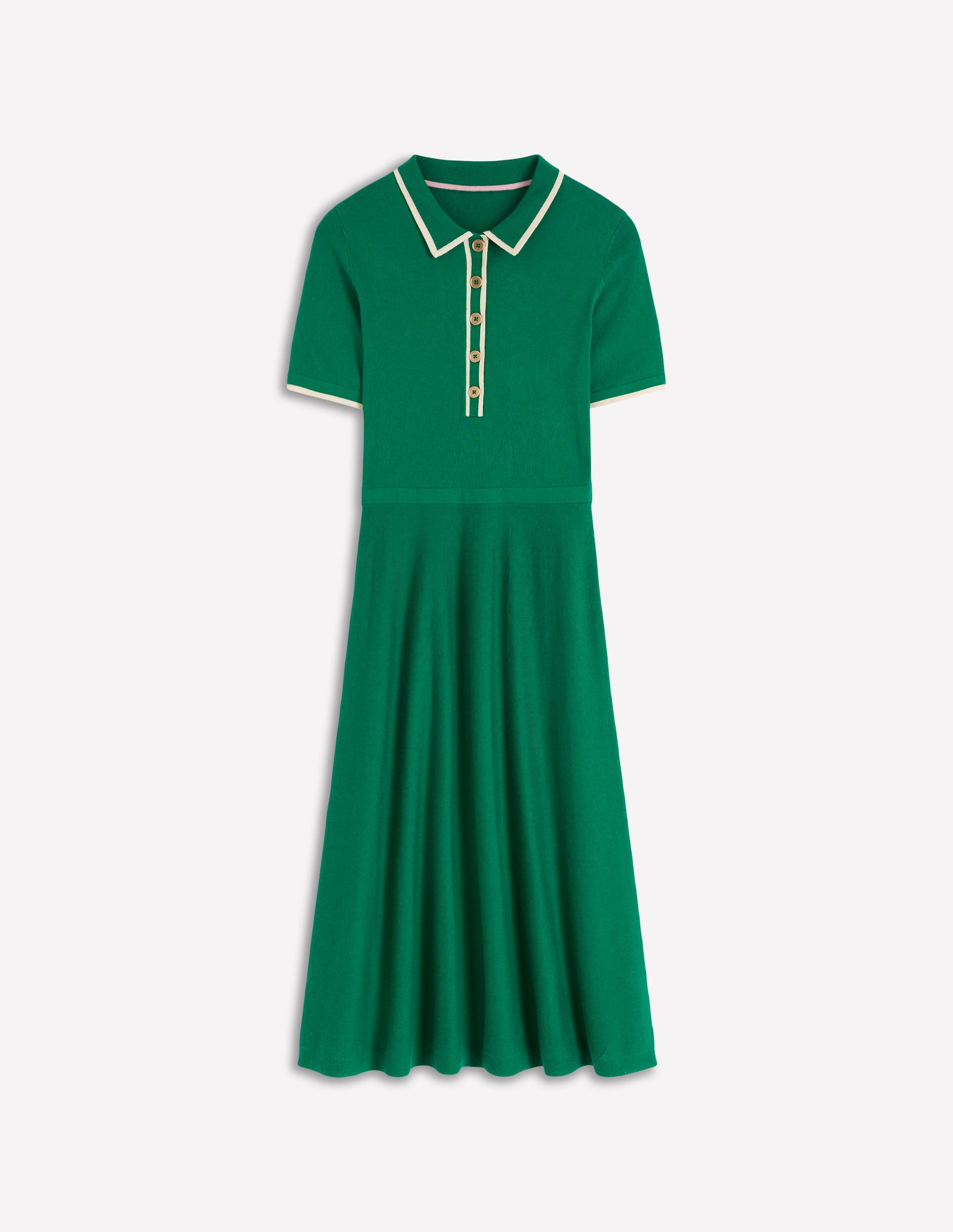 Collared Knitted Midi Dress-Fresh Green - Image 5