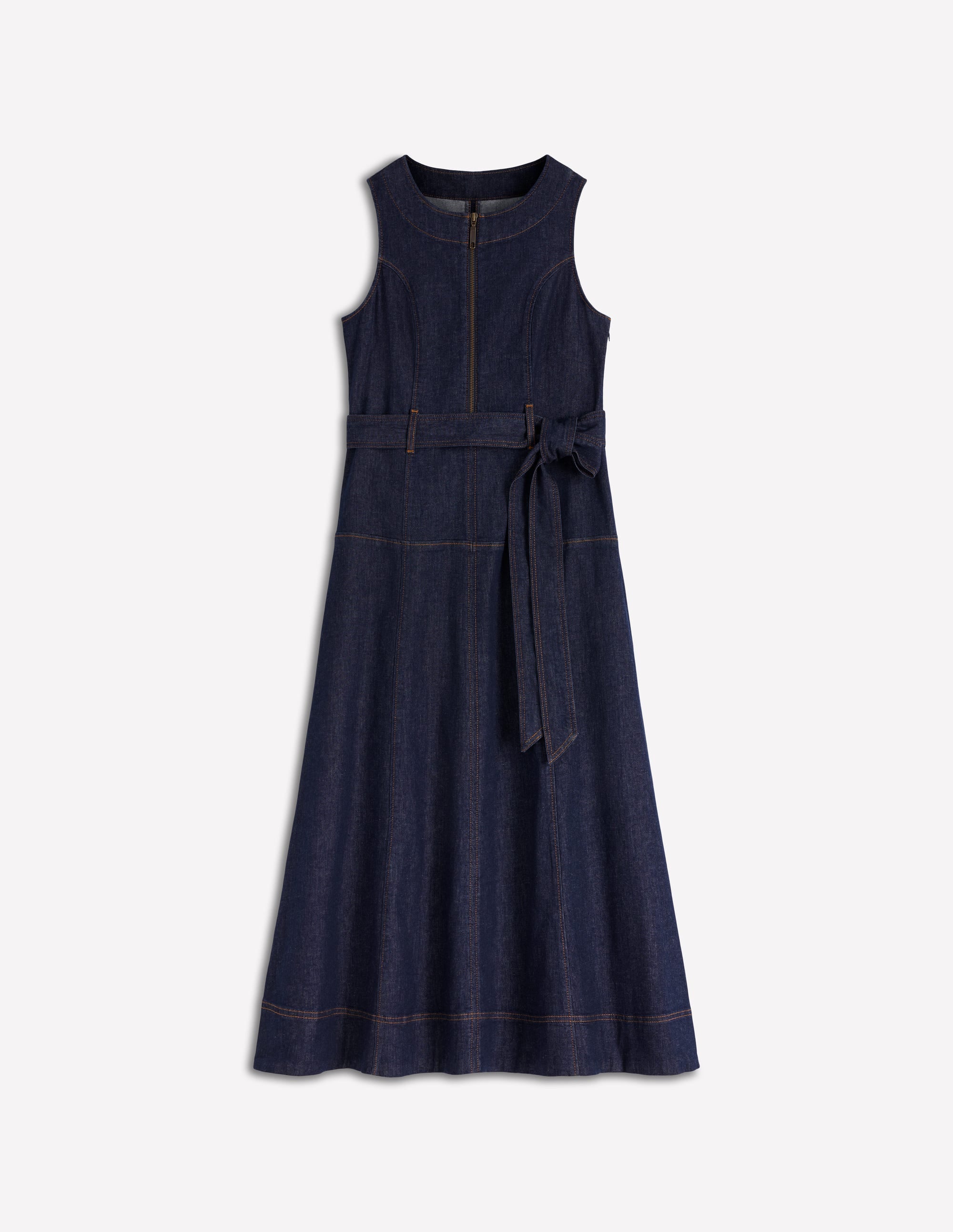 Boden Women's Sleeveless Zip Denim Dress in Blue