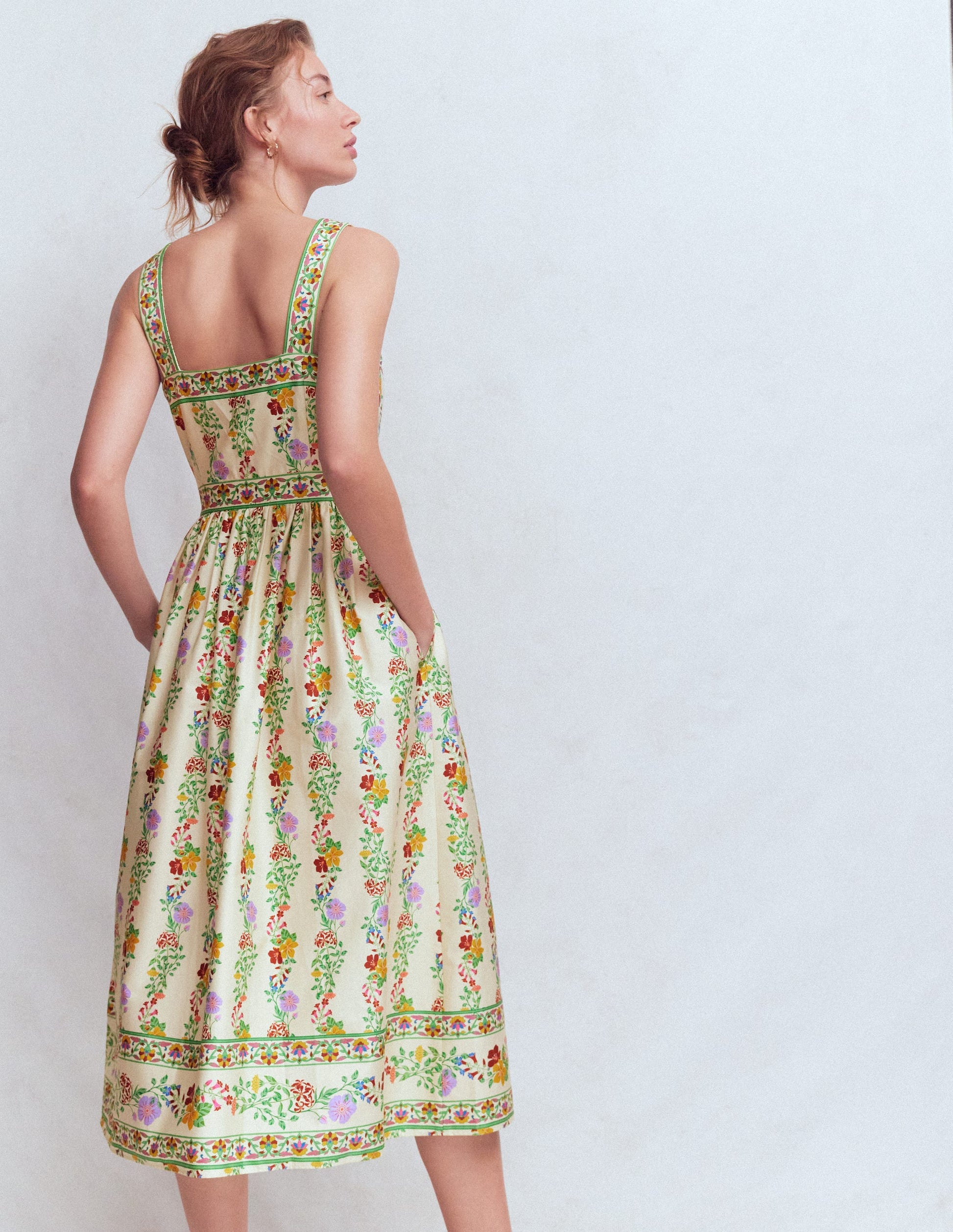 Square Neck Occasion Dress-Ivory, Blossom Trail-3