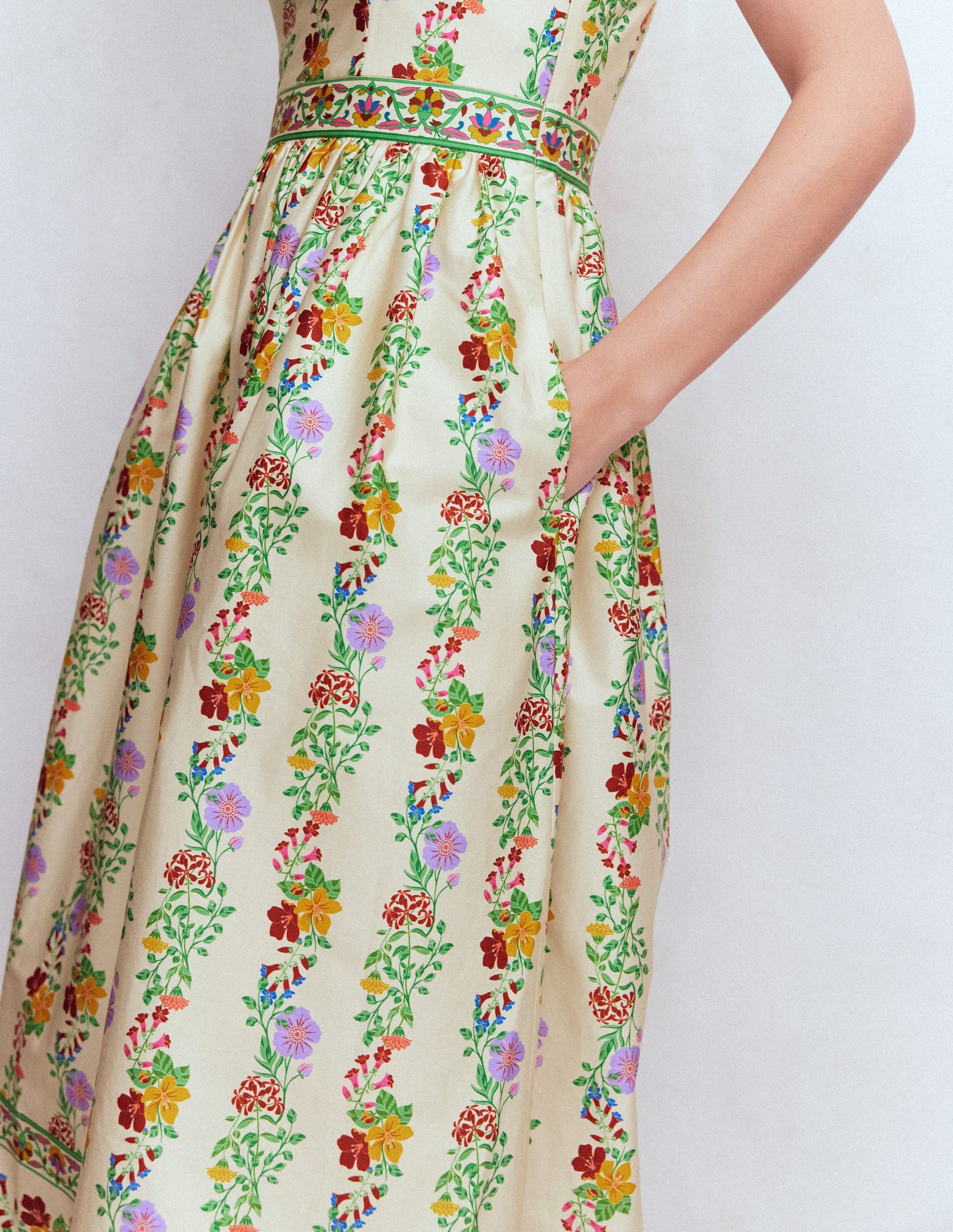 Square Neck Occasion Dress-Ivory, Blossom Trail-5