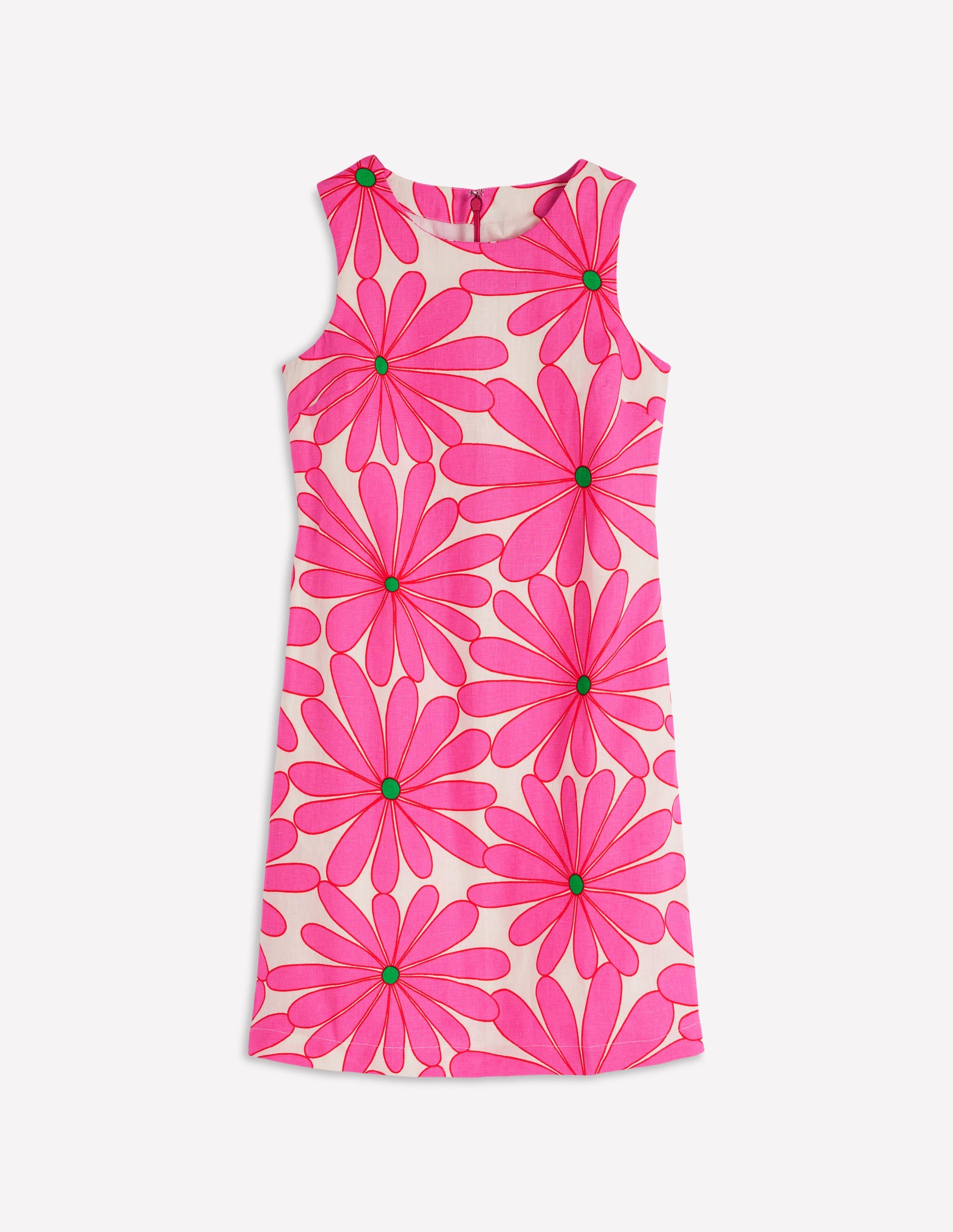 Linen Shift Dress-Pink, Daisy Blossom - Image 7