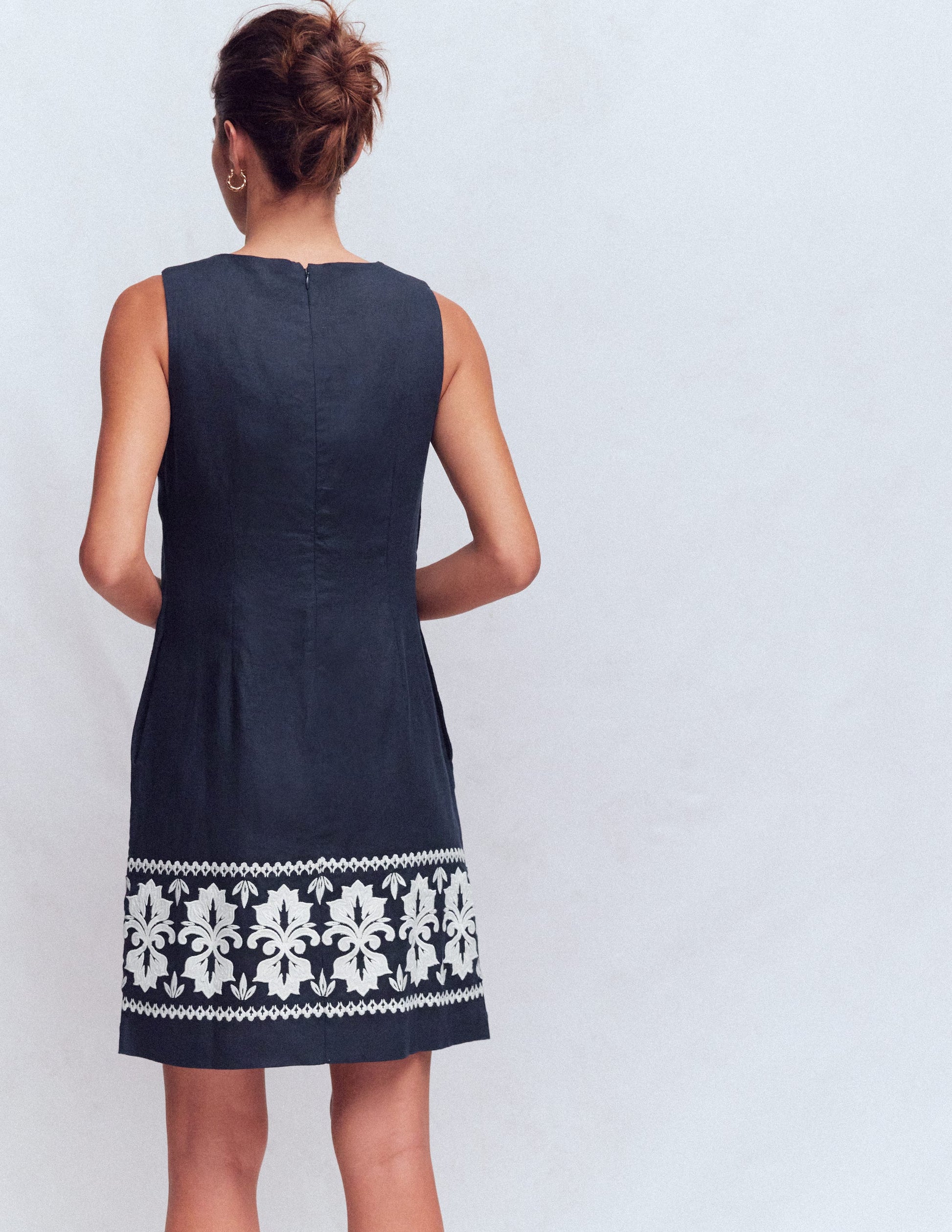Boden Women's Linen Shift Dress in Blue | Size 14 Boden Women's Linen Shift Dress in Blue | Size 14