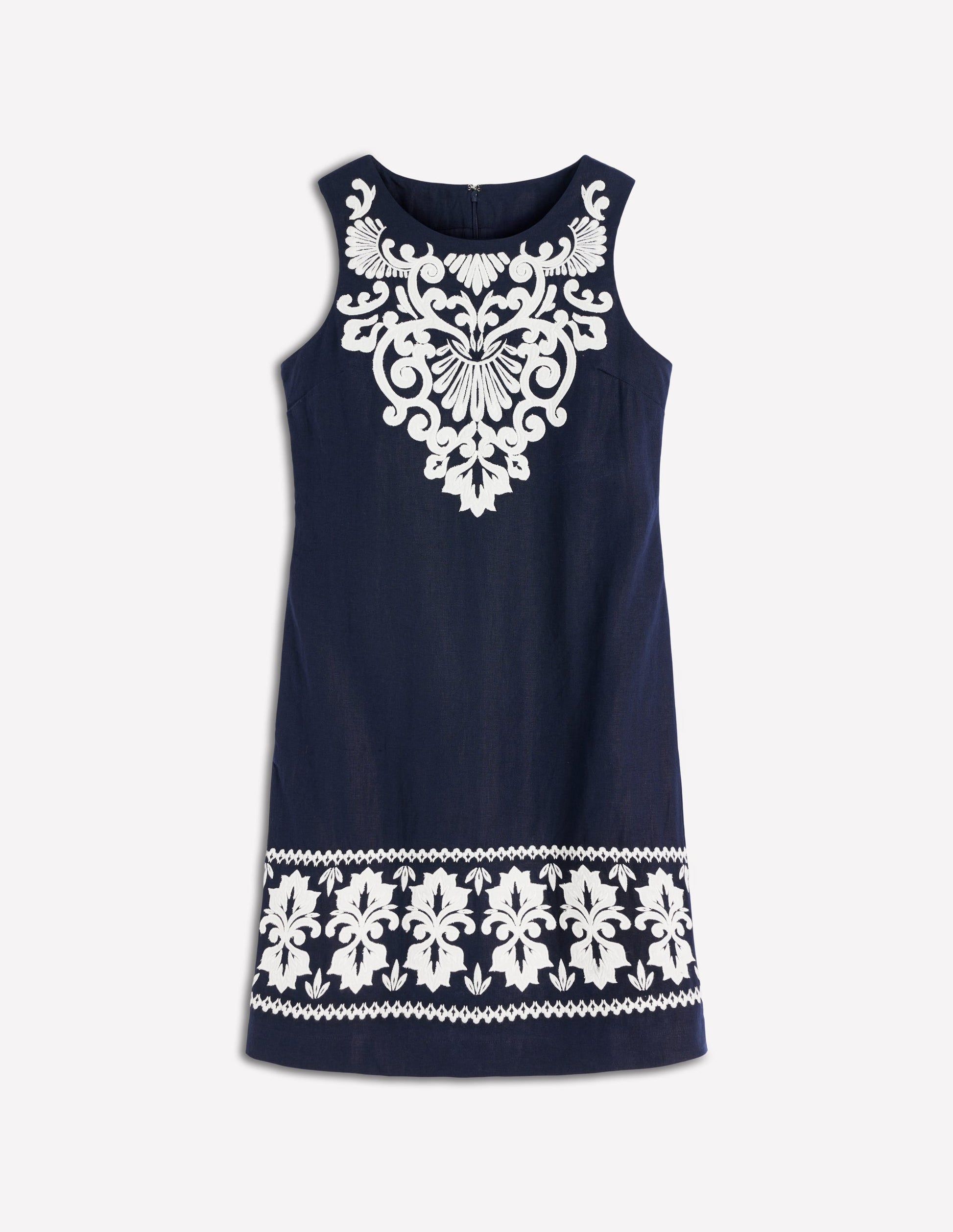 Linen Shift Dress-Navy Embrodiery | Boden USA Linen Shift Dress-Navy Embrodiery | Boden USA