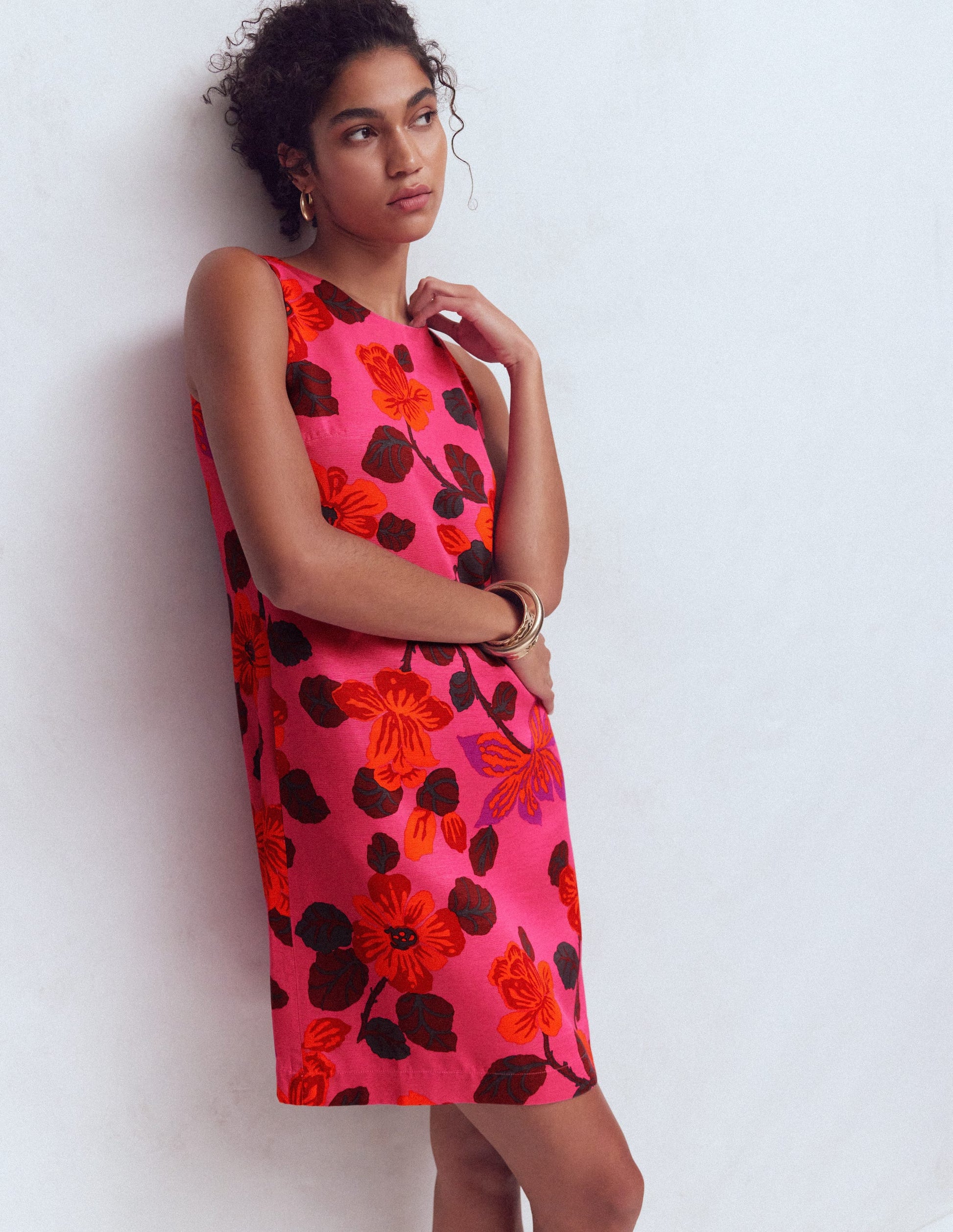 Classic Shift Dress-Pink, Elaborate Blossom-5