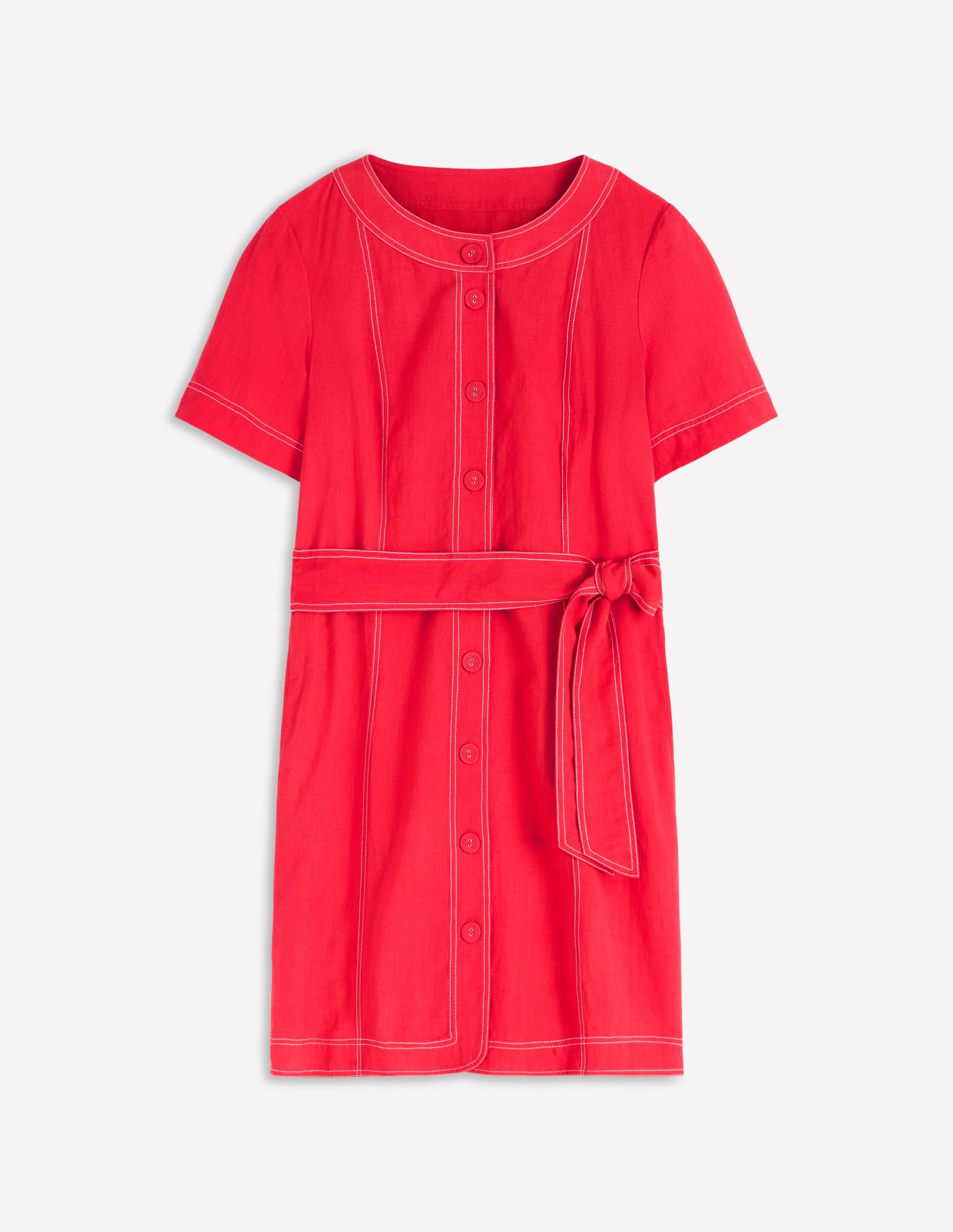 Callie Linen Short Dress-Poppy Red-5