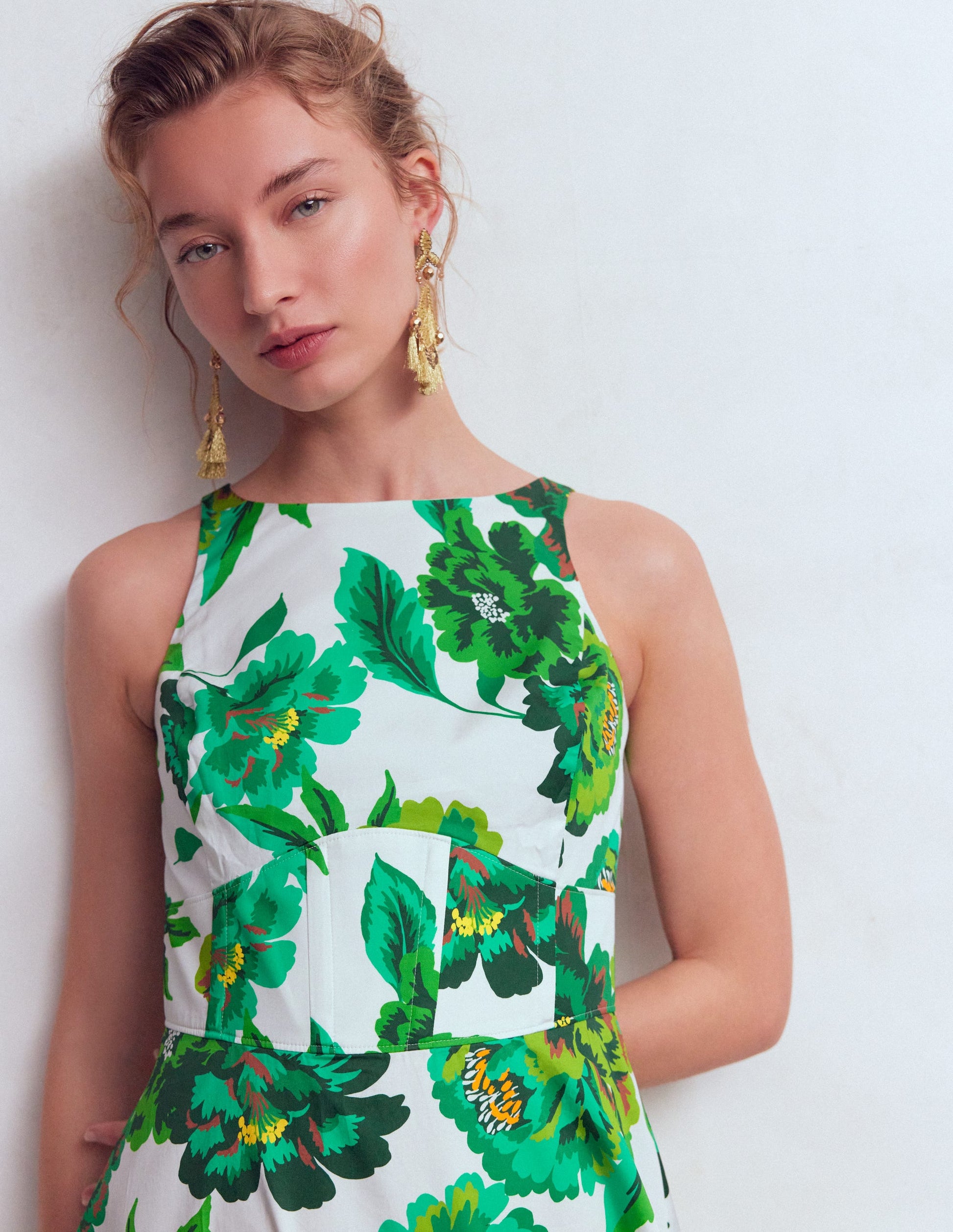 Silvia Boned Bodice Maxi Dress-Green Opulent Blossom | Boden USA Silvia Boned Bodice Maxi Dress-Green Opulent Blossom | Boden USA