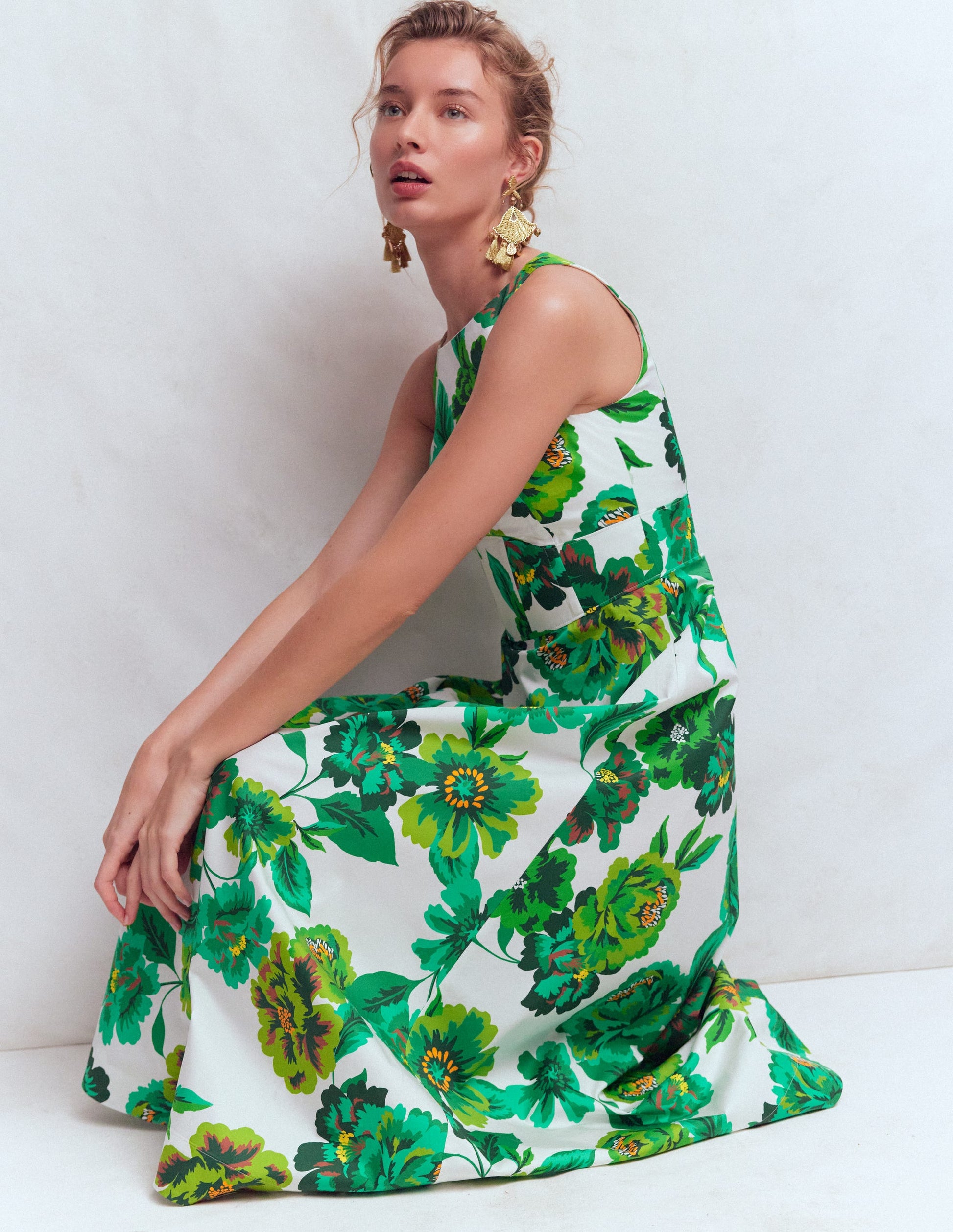 Silvia Boned Bodice Maxi Dress-Green Opulent Blossom | Boden USA Silvia Boned Bodice Maxi Dress-Green Opulent Blossom | Boden USA