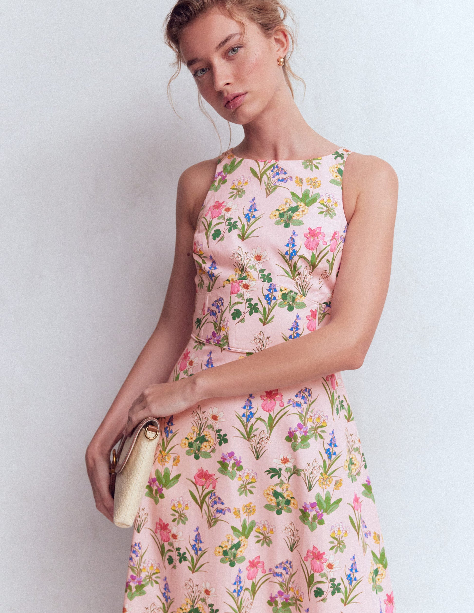 boden pink maxi dress Silvia Boned Bodice Maxi Dress-French Pink, Delicate Blossom
