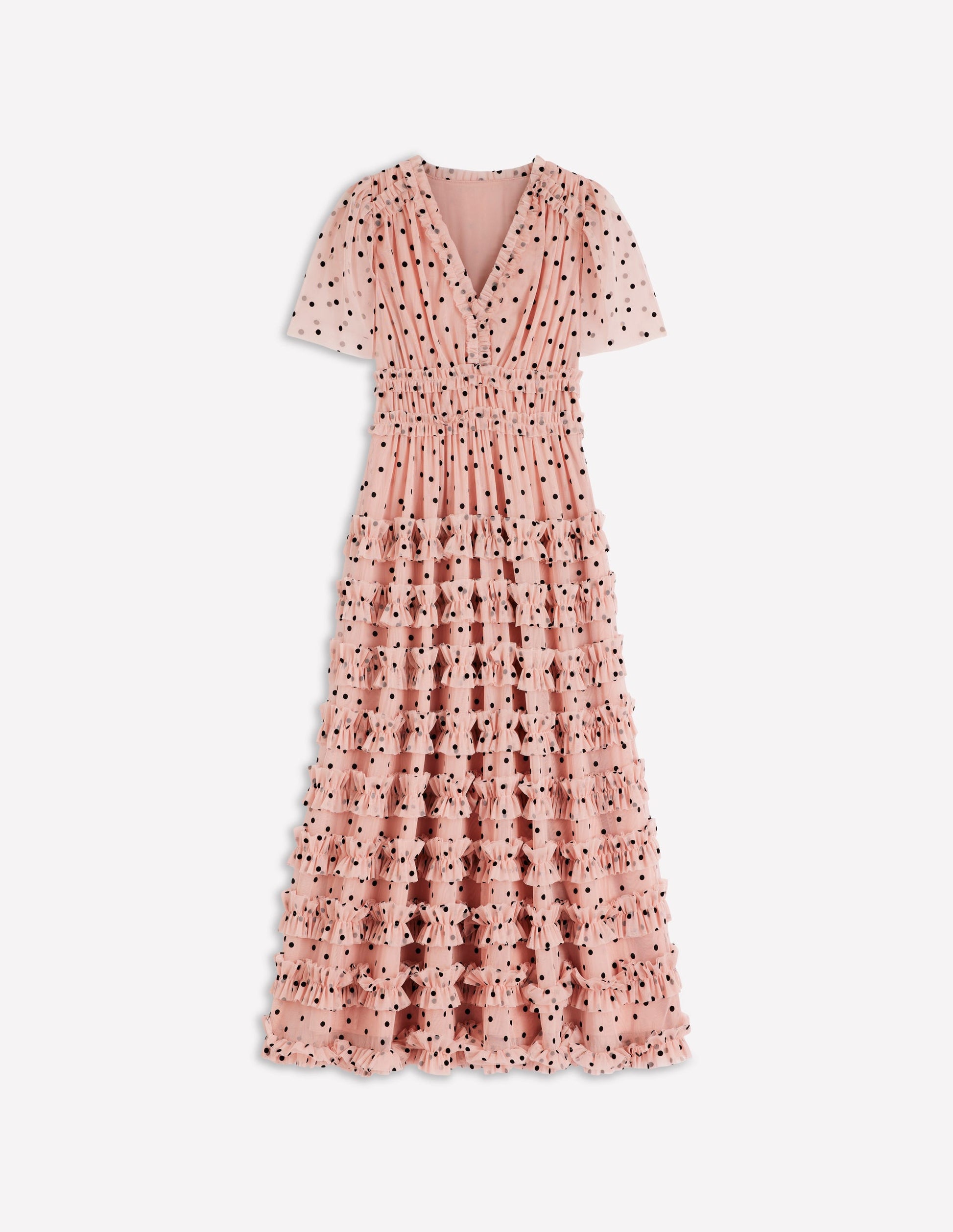 Boden Women's V-Neck Ruffle Tulle Dress in Pink | Size 12 Boden Women's V-Neck Ruffle Tulle Dress in Pink | Size 12