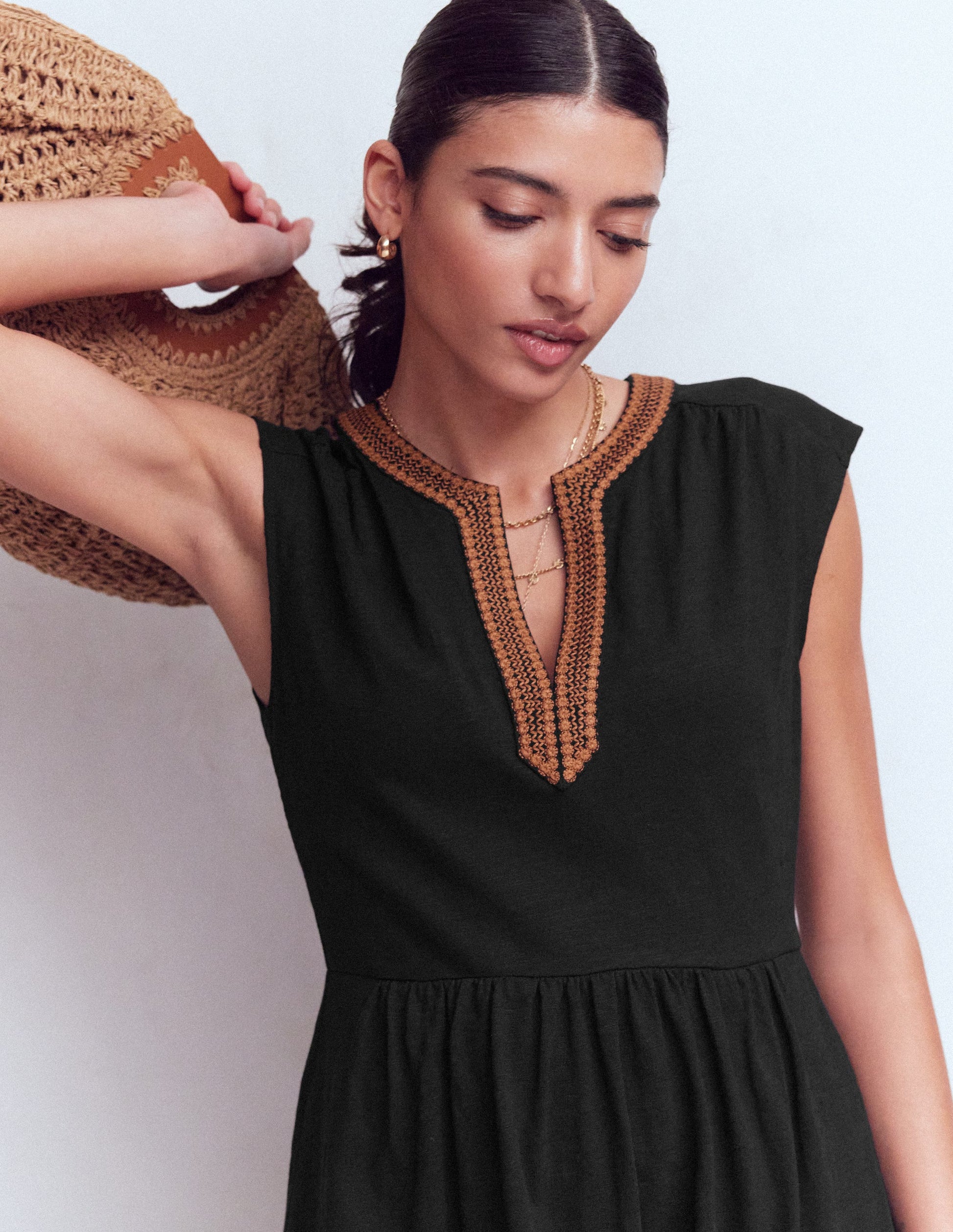 May Jersey Midi Dress-Black | Boden USA May Jersey Midi Dress-Black | Boden USA
