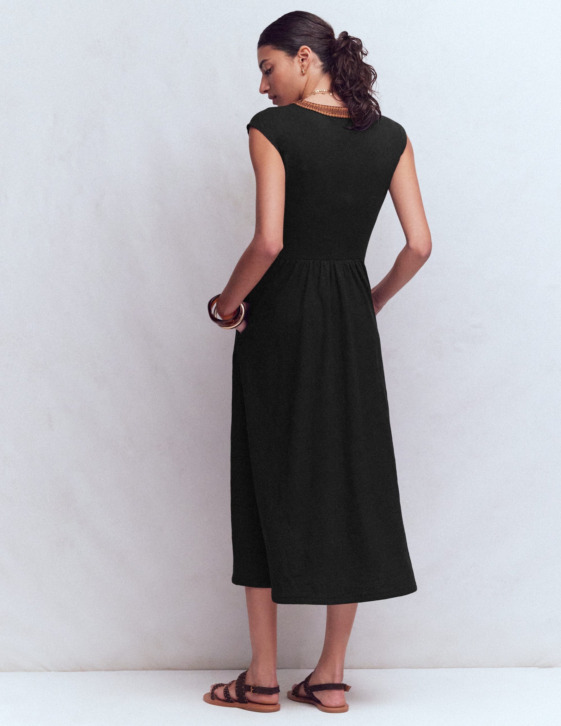 May Jersey Midi Dress-Black | Boden USA May Jersey Midi Dress-Black | Boden USA