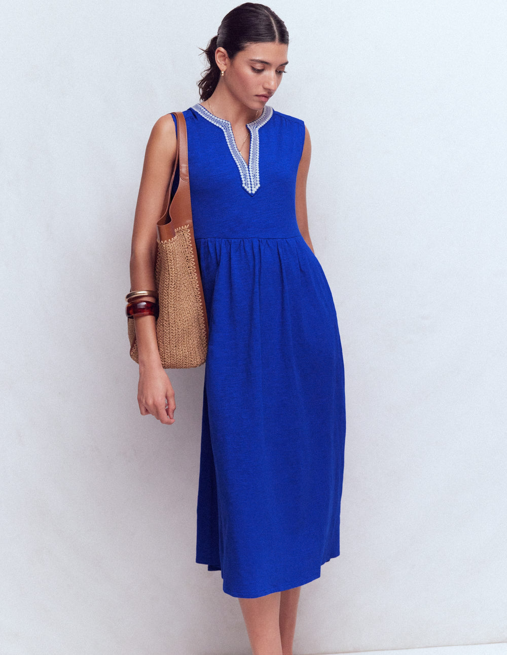 Wsum 1000 May Jersey Midi Dress - Bright Blue | Boden USA
