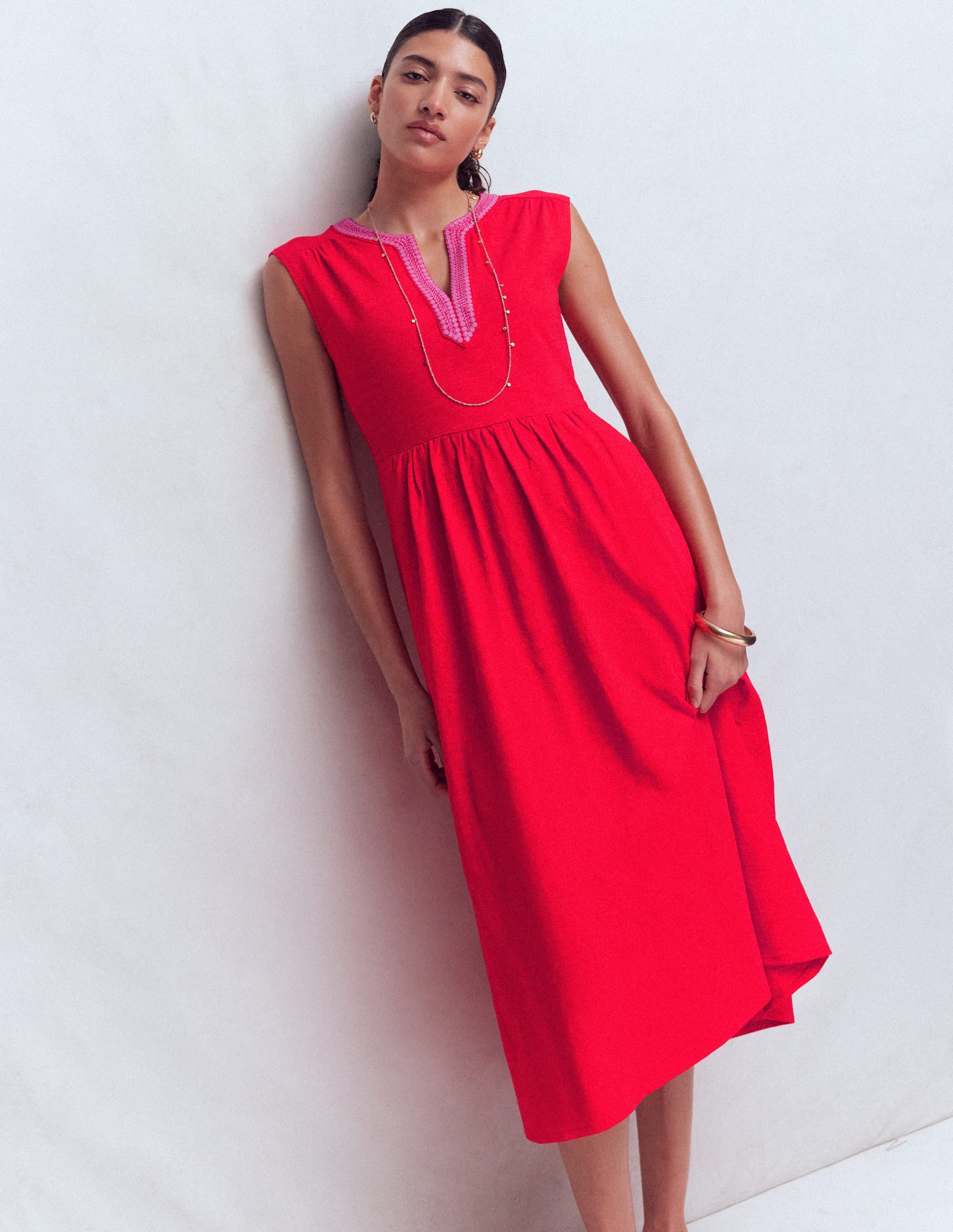 Boden Women's May Jersey Midi Dress in Red