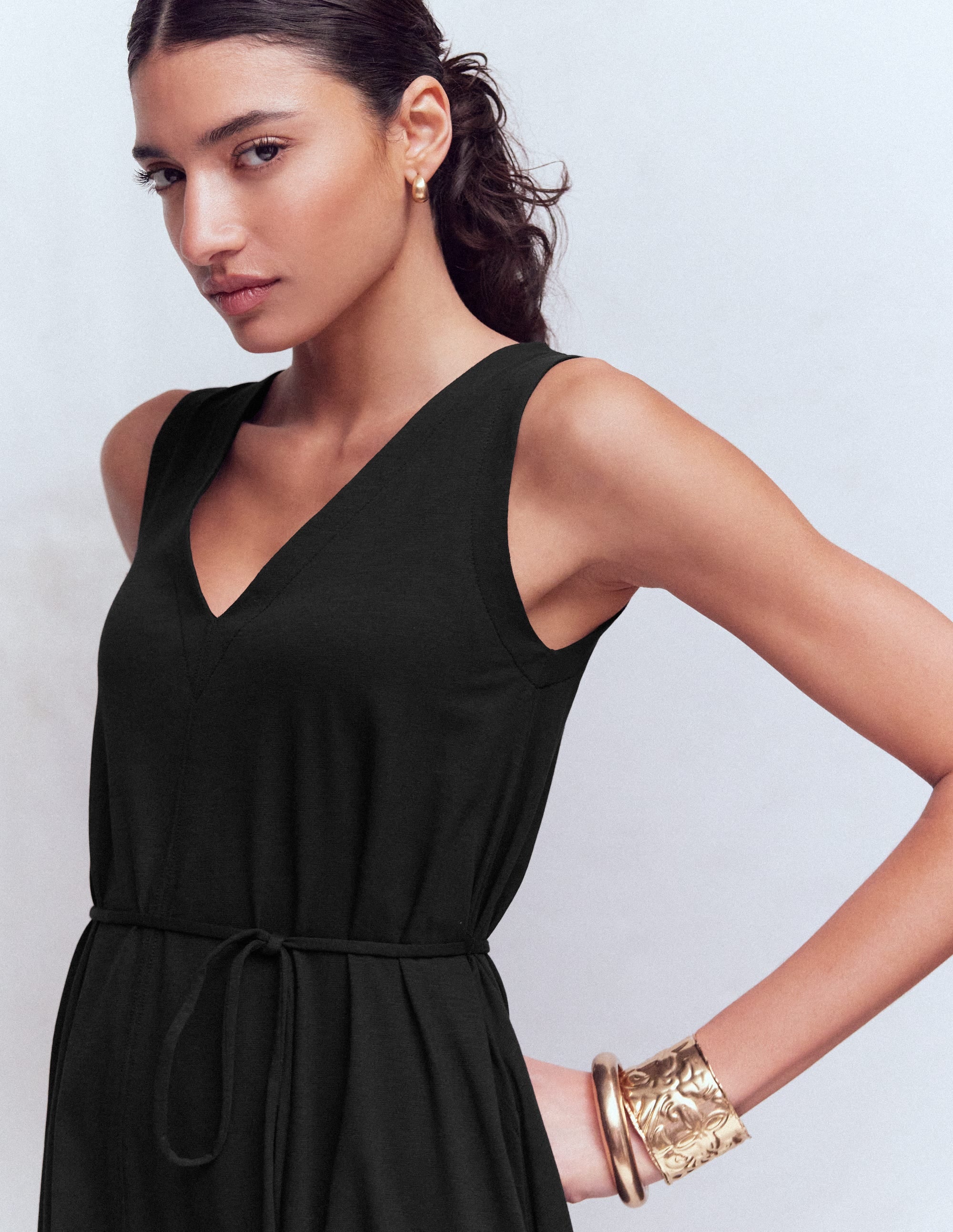 Mia V - neck Jersey Midi Dress - Black | Boden USA