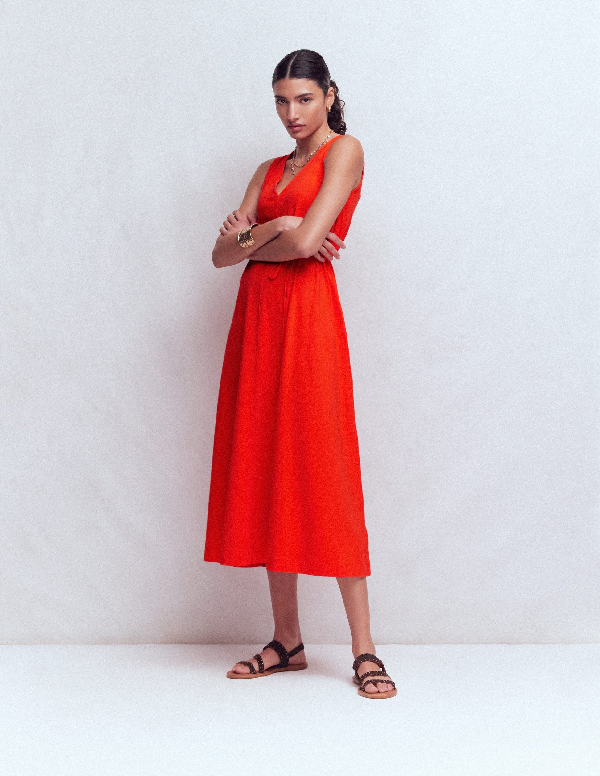 Mia V-neck Jersey Midi Dress-Firecracker Red | Boden USA Mia V-neck Jersey Midi Dress-Firecracker Red | Boden USA