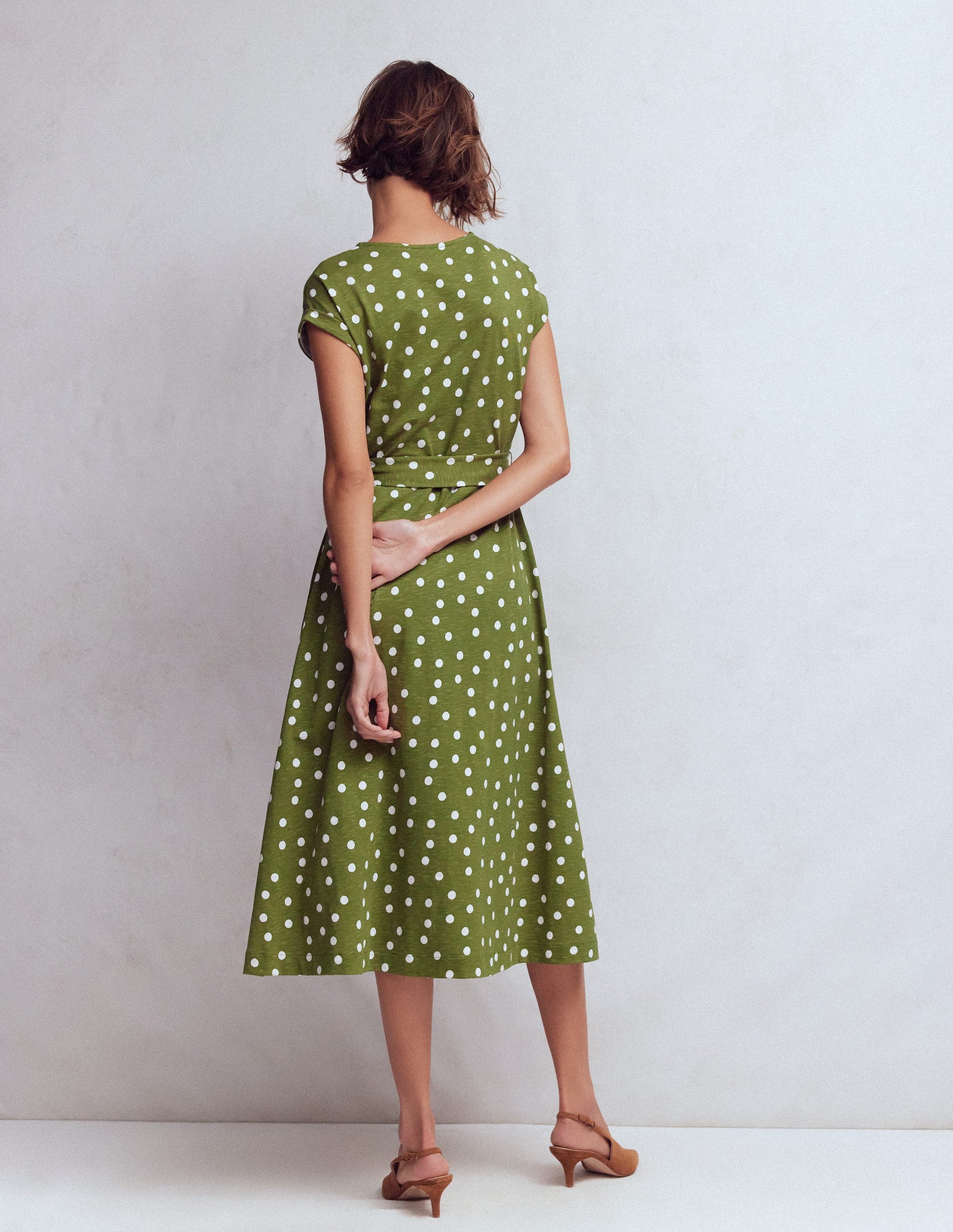 Eve Jersey Midi Dress-Olive, Painted Dot Spaced | Boden USA Eve Jersey Midi Dress-Olive, Painted Dot Spaced | Boden USA