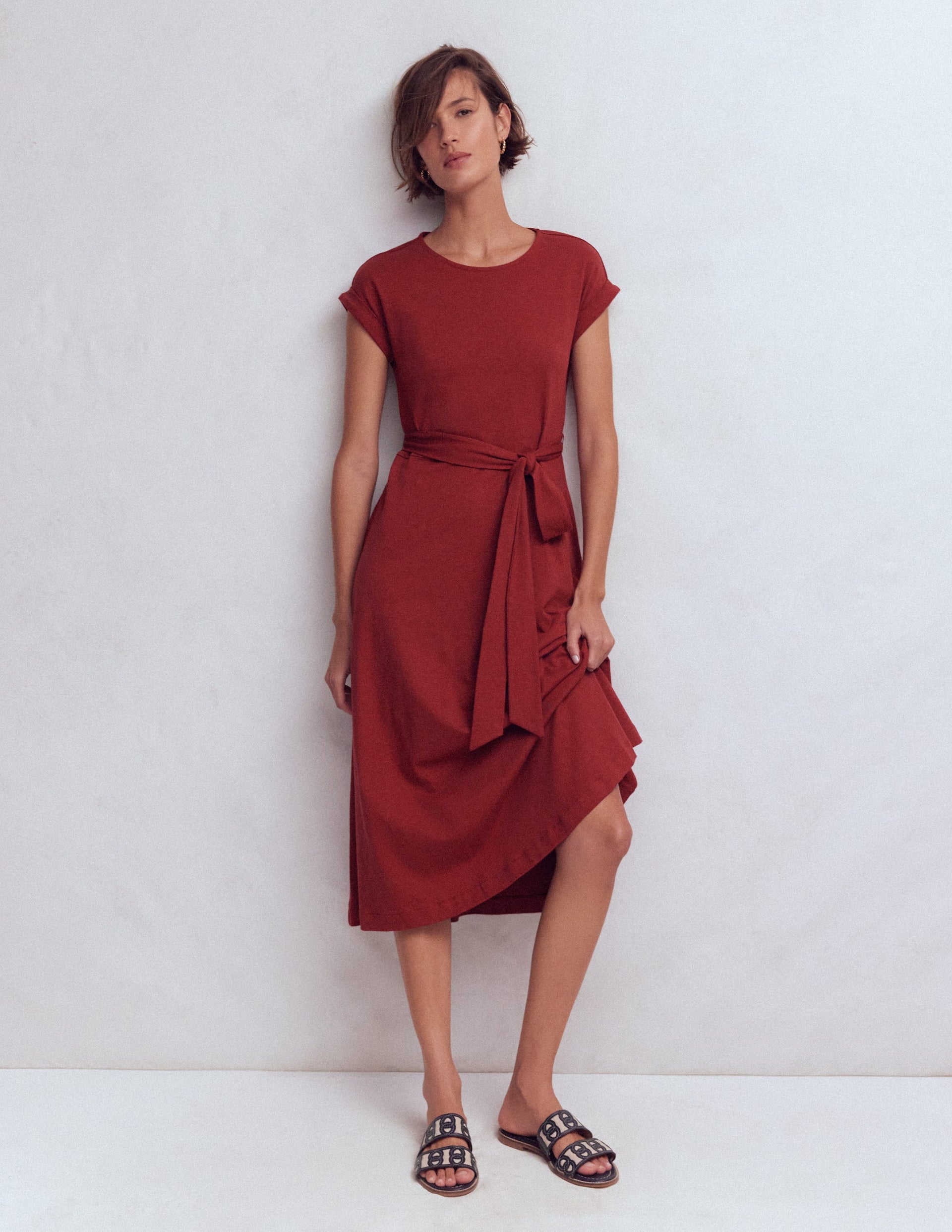 Boden Women's Eve Jersey Midi Dress in Brown | Size 8 Boden Women's Eve Jersey Midi Dress in Brown | Size 8