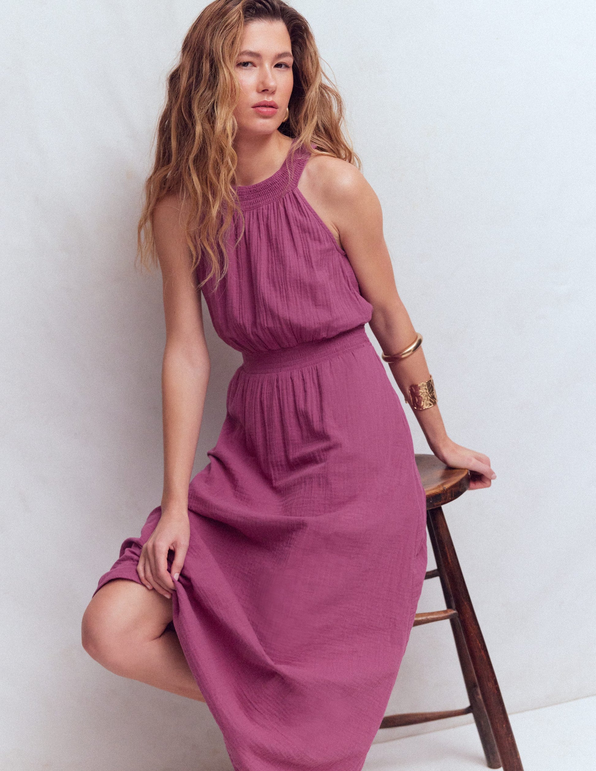 Daphne Double Cloth Dress-Warm Mauve-4