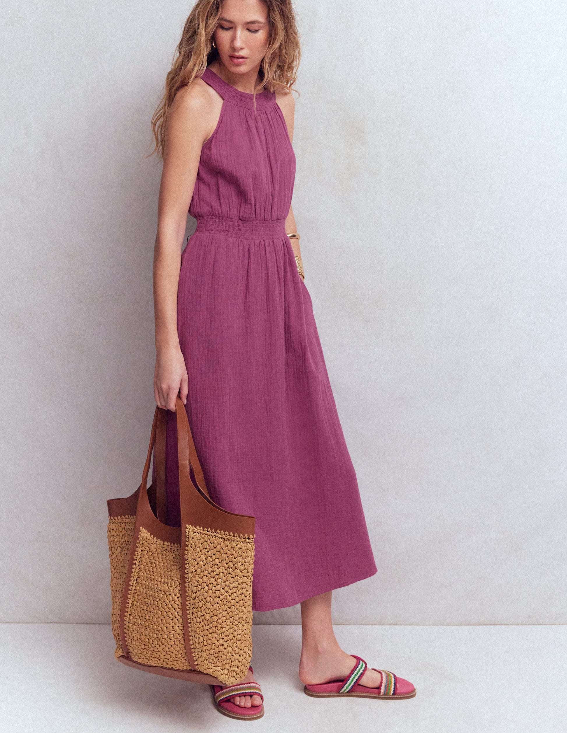 Daphne Double Cloth Dress-Warm Mauve-5