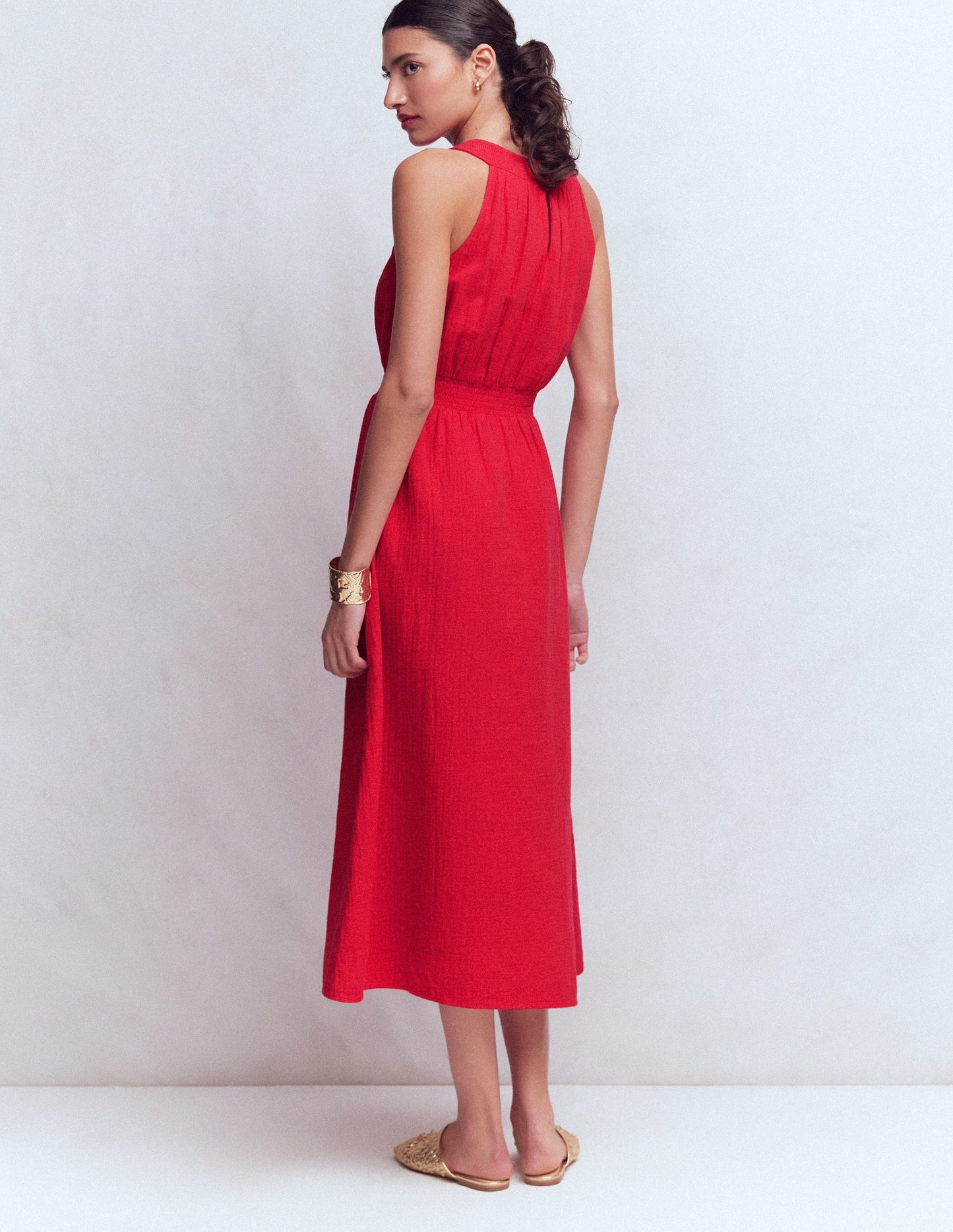 Daphne Double Cloth Dress-Merida Red