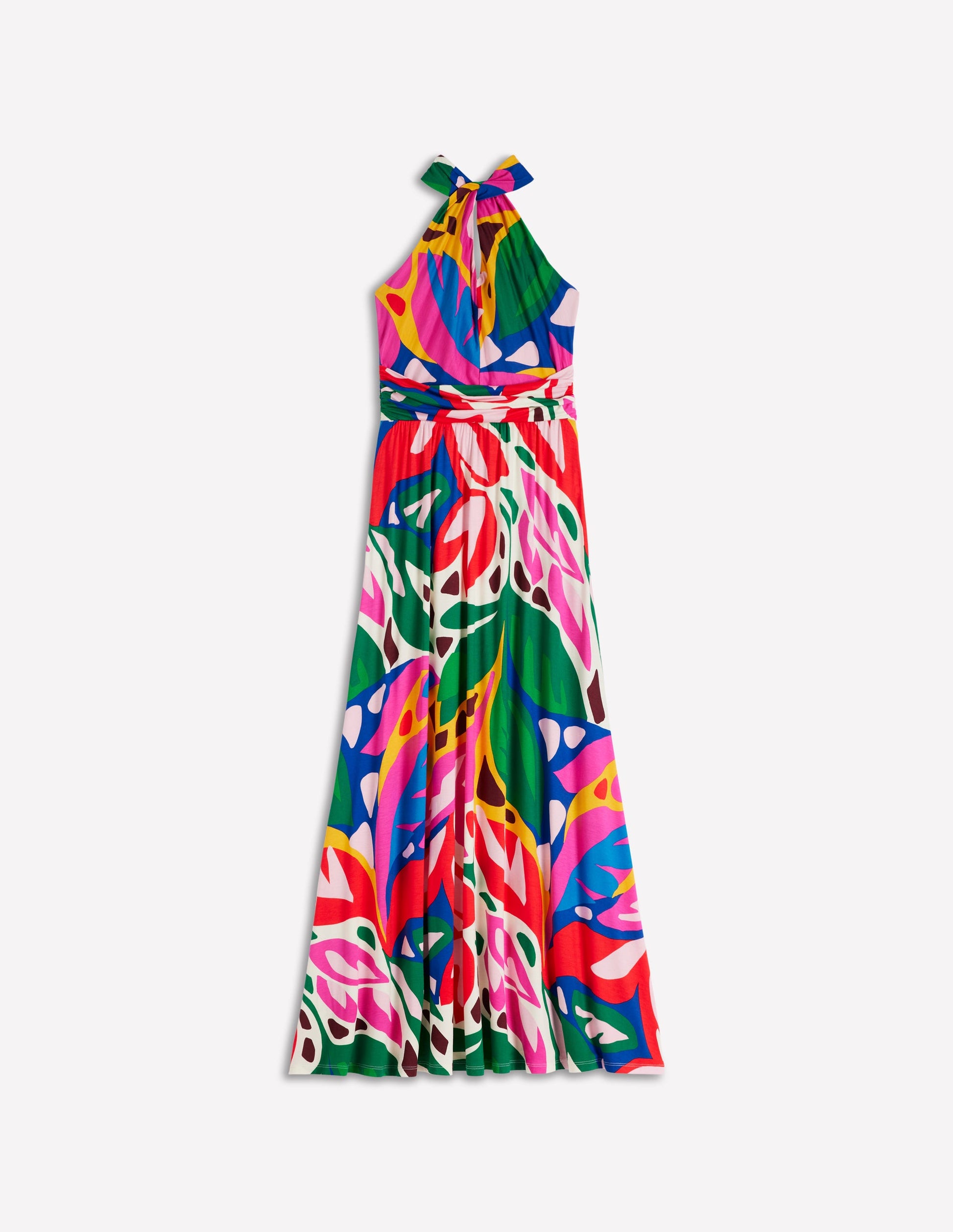 Sydney Twist Neck Jersey Dress-Multi, Leafy Cascade-7