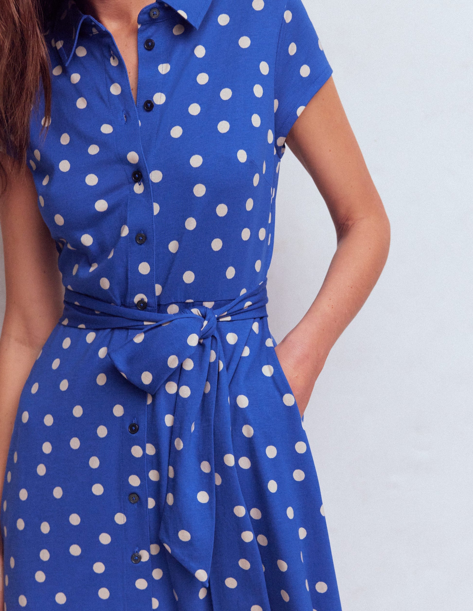 Marcia Jersey Shirt Dress-Bright Blue, Painted Dot | Boden USA Marcia Jersey Shirt Dress-Bright Blue, Painted Dot | Boden USA