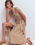 Marcia Jersey Dress-Cognac and Ivory Stripe