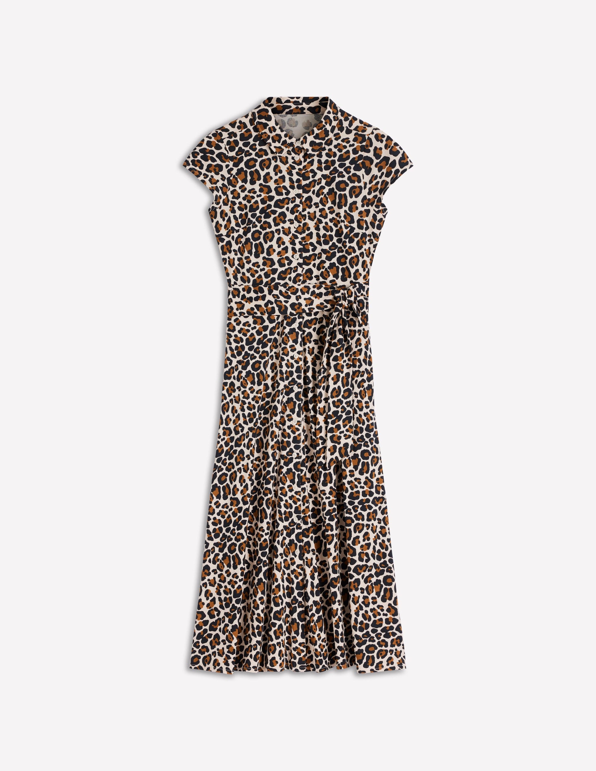Marcia Jersey Shirt Dress-Almond Milk, Cheetah Pop-6