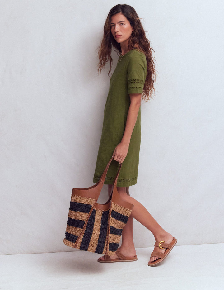 Hattie Jersey T-shirt Dress-Olive