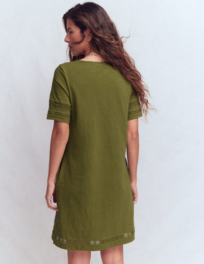 Hattie Jersey T-shirt Dress-Olive-3